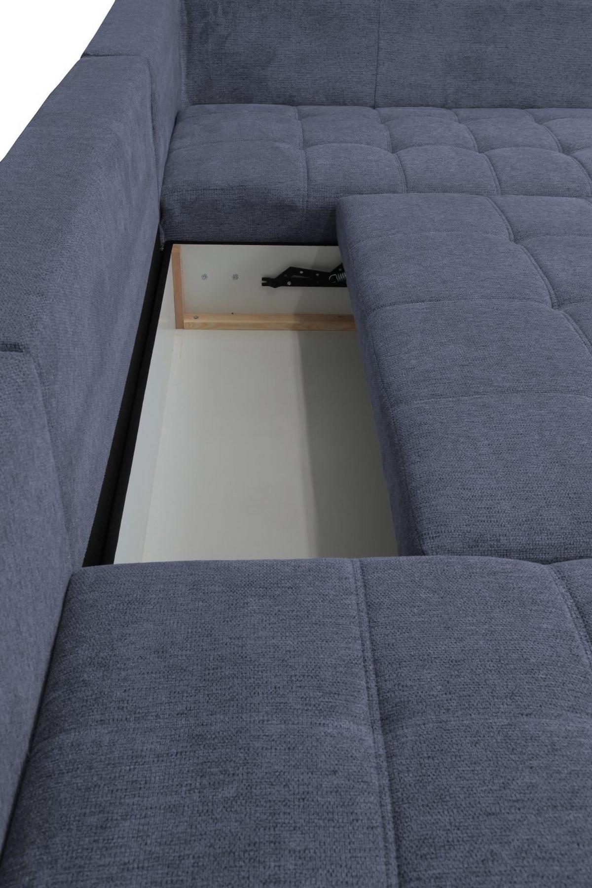 Kutna Garnitura Senso - tamno plava/boje kroma, Moderno, tekstil/drvo (183/346/197cm) - Modern Living