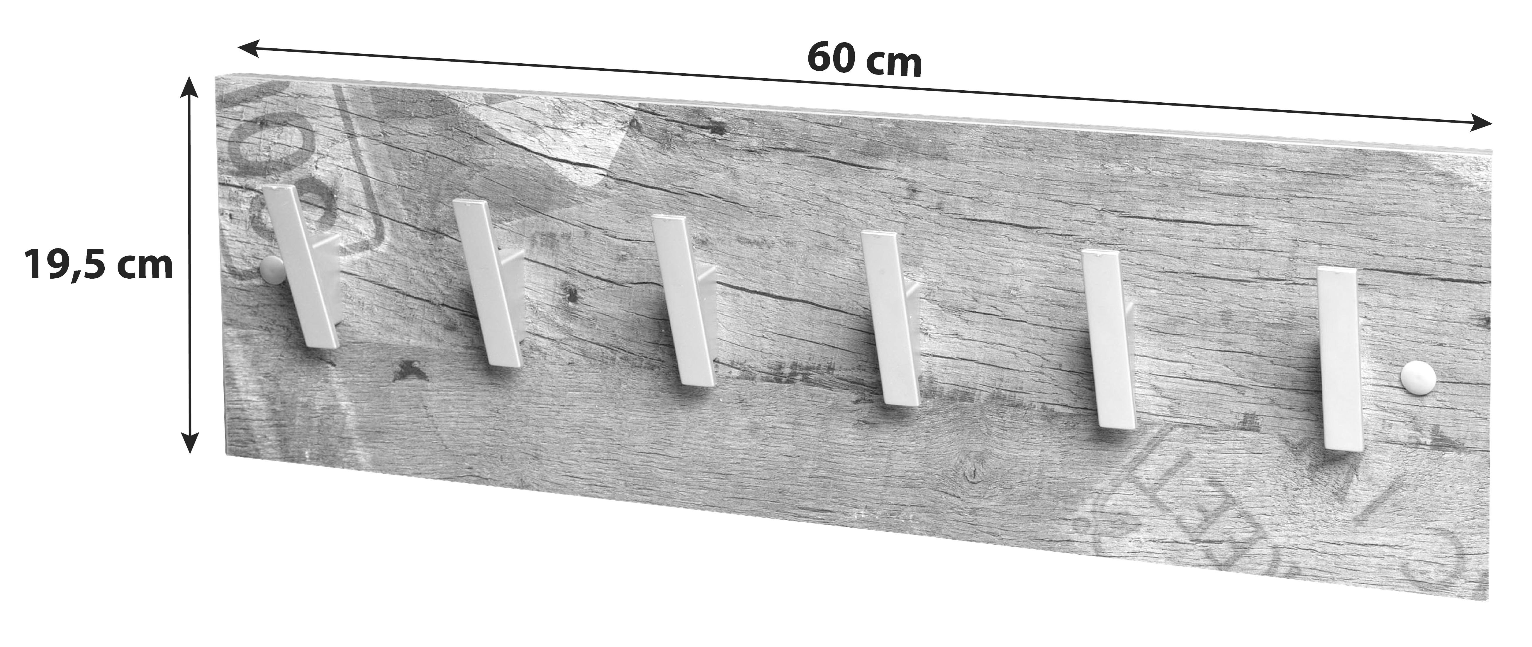 Hakenleiste "Danu" , eiche - Eichefarben, Basics, Holzwerkstoff (60/19,5/6cm) - MID.YOU