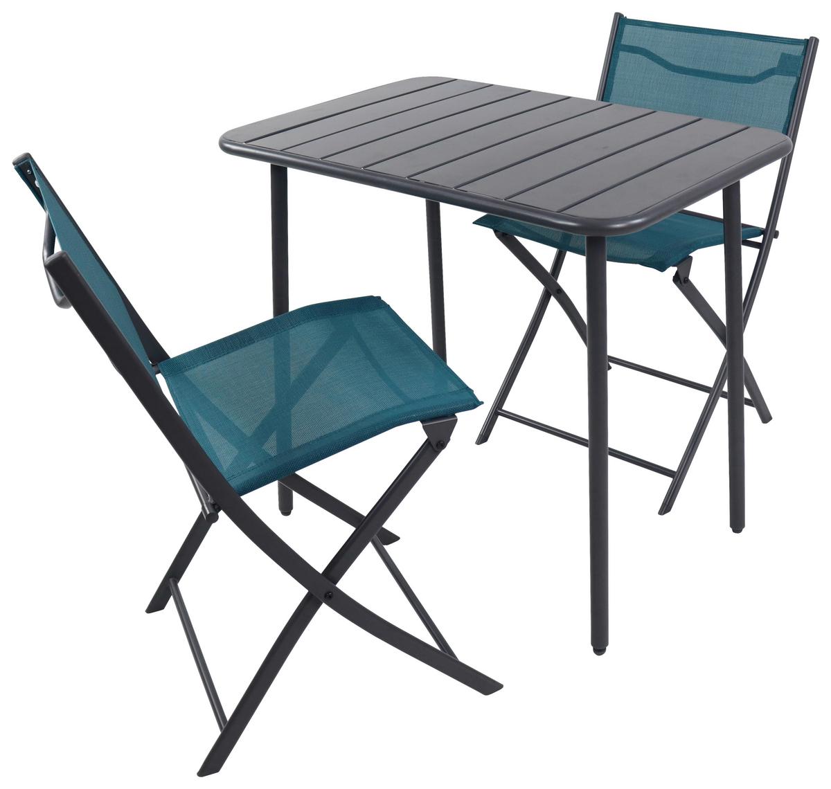 BALKONSET SUMILA - Türkis/Schwarz, Modern, Kunststoff/Textil - Ambia Garden