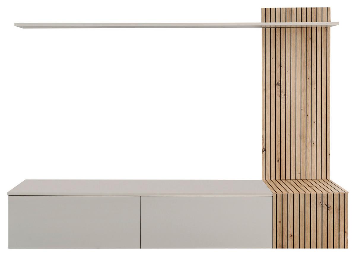 Wohnwand Solo Kaschmir/Eiche Artisan - Kaschmir/Eiche Artisan, MODERN, Holzwerkstoff/Kunststoff (180/130/40cm) - P & B
