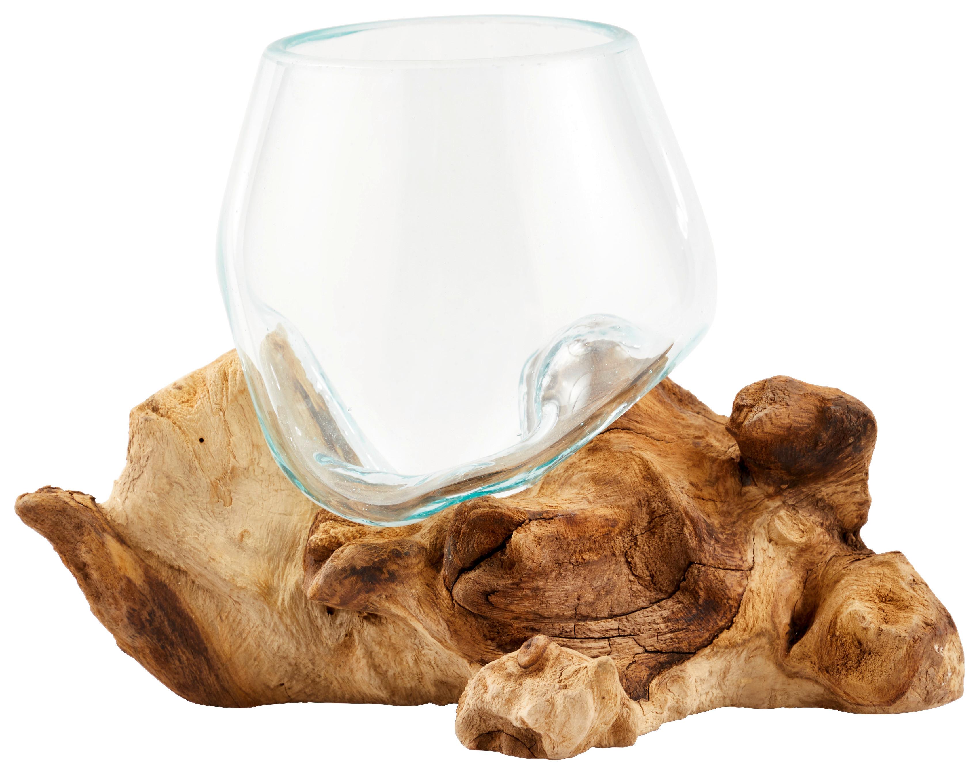 WAZON NATURAL LIVING - przejrzysty/przezroczysty, Natur, drewno/szkło (12/15-16cm) - Ambia Home