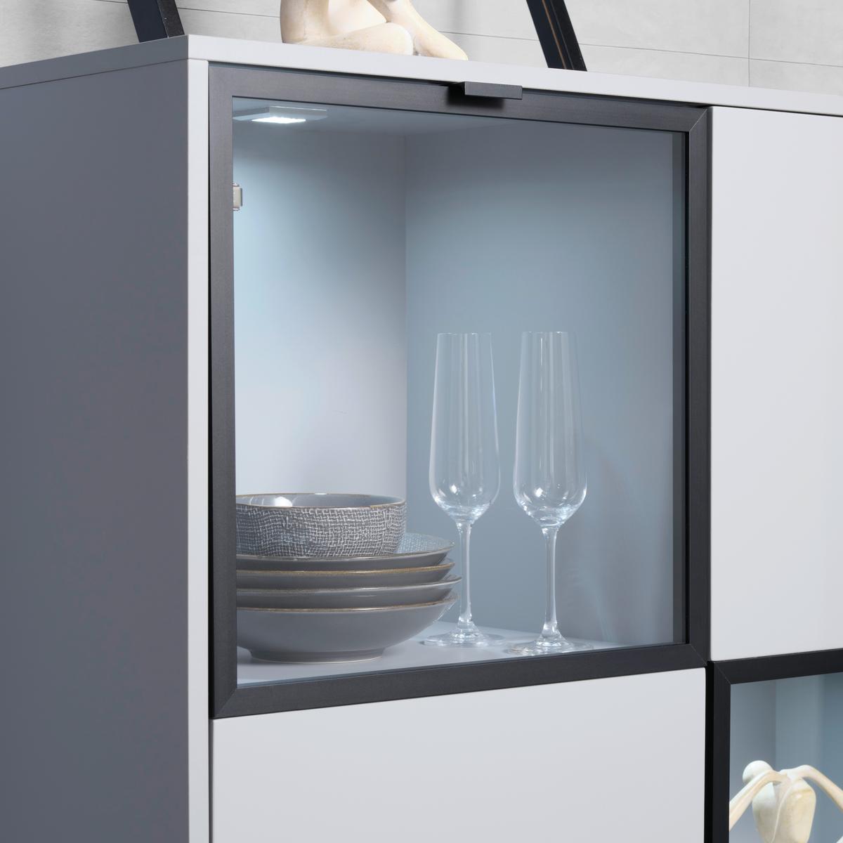 Vitrine in Grau - Schwarz/Grau, Modern, Glas/Holzwerkstoff (65/197/38cm) - Mömax