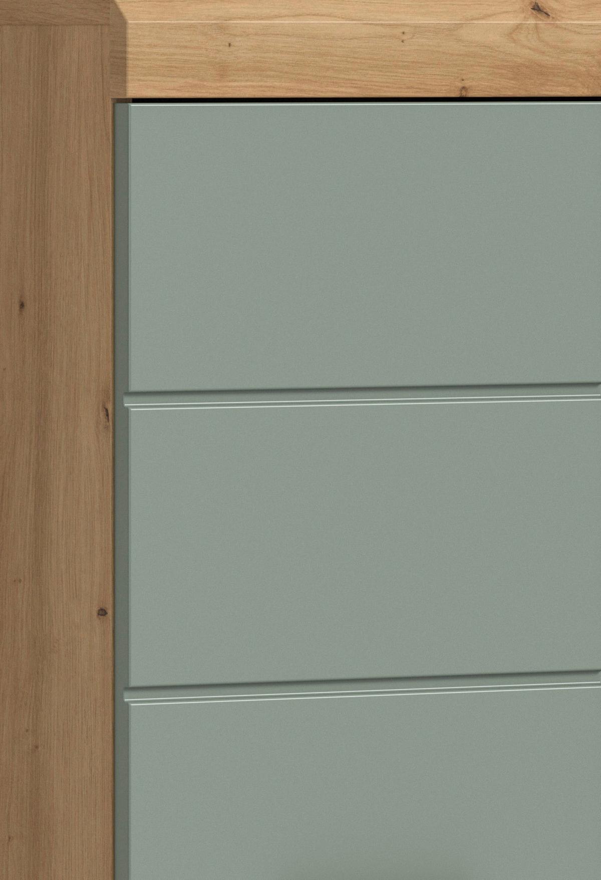 Badezimmer Scout 3-tlg. ca. 134 cm Salbeigrün - Schwarz, MODERN, Holzwerkstoff/Kunststoff (134cm) - MID.YOU