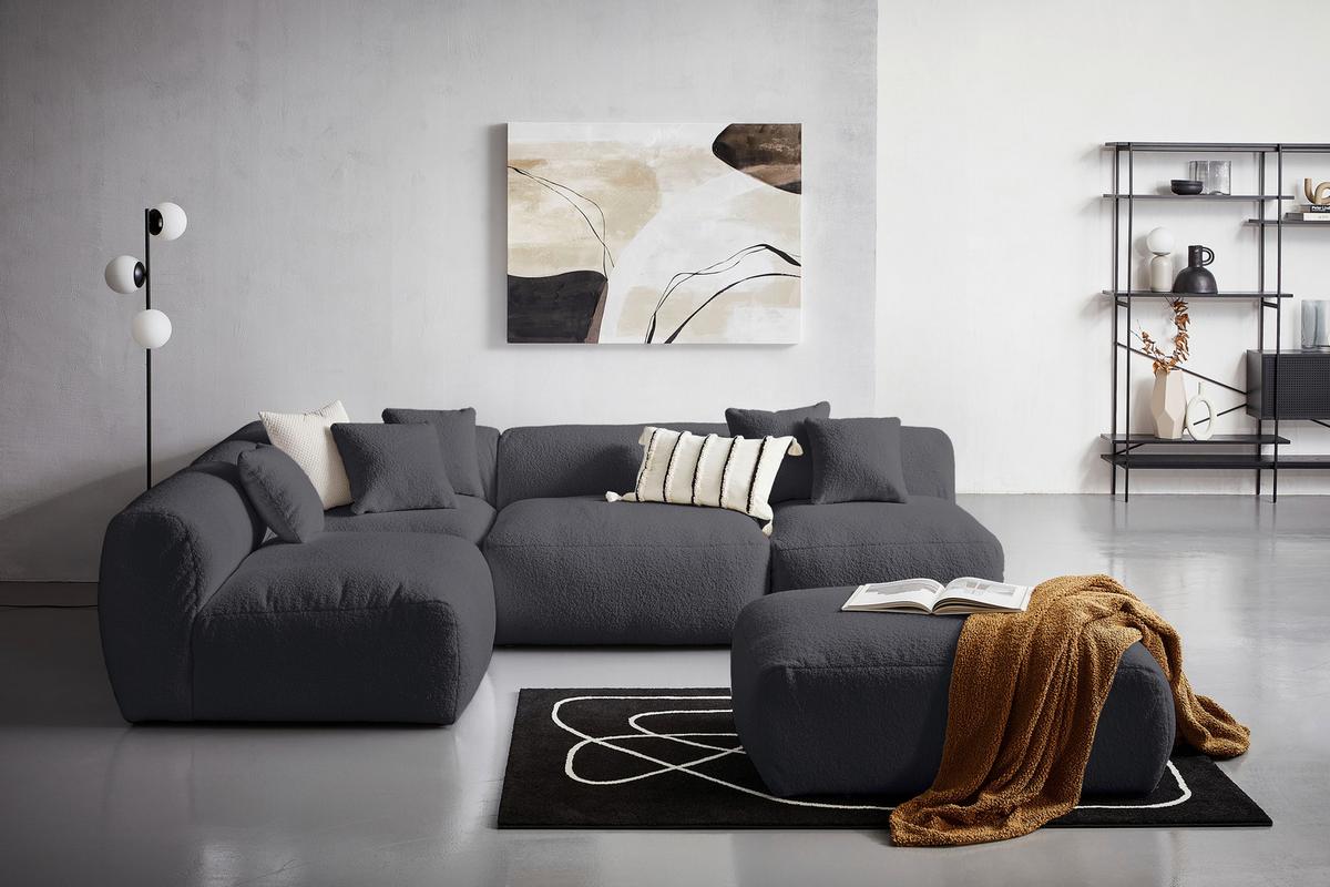 Modul Sofaelement Bloom Dunkelgrau - Dunkelgrau, Trend, Textil (100/70/122cm) - Livetastic