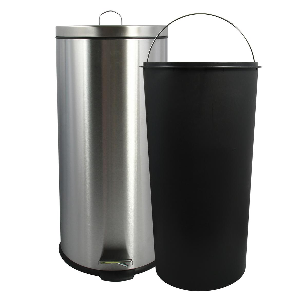 Treteimer 100157 - Silberfarben/Schwarz, Basics, Kunststoff/Metall (29,5/63,5/29,5cm) - Spirella