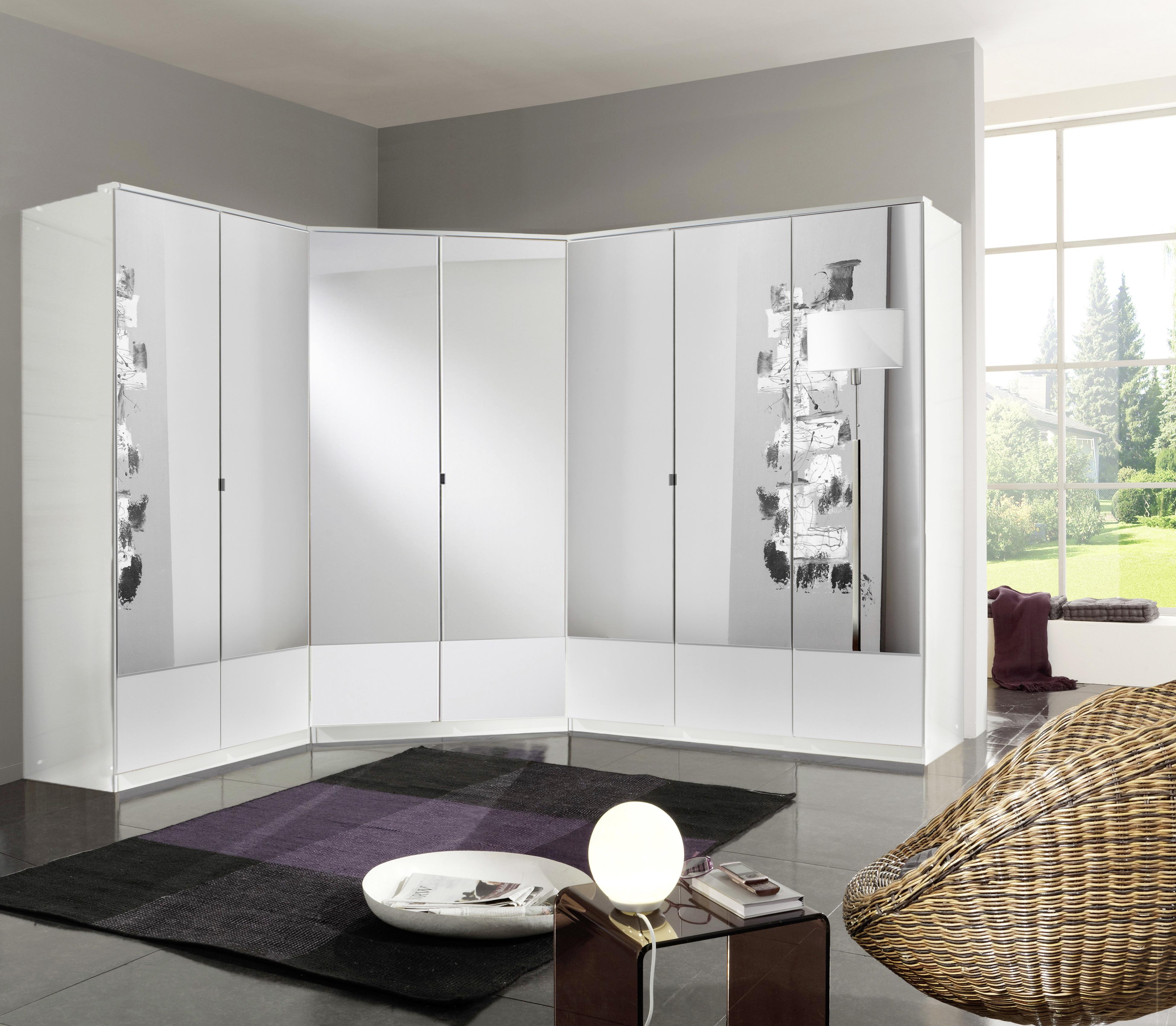 Kutni Ormar Imago - bijela/boje aluminija, Konvencionalno, staklo/drvni materijal (95/199/95cm) - Modern Living