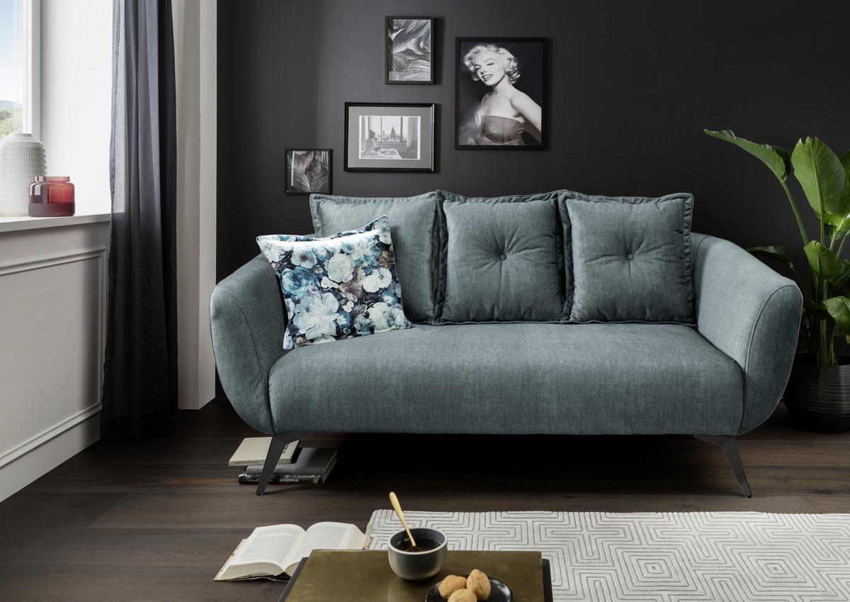 2,5-Sitzer-Sofa Baggio Blau/Grün Velours - Blau/Multicolor, MODERN, Holz/Textil (196/94/103cm) - Livetastic