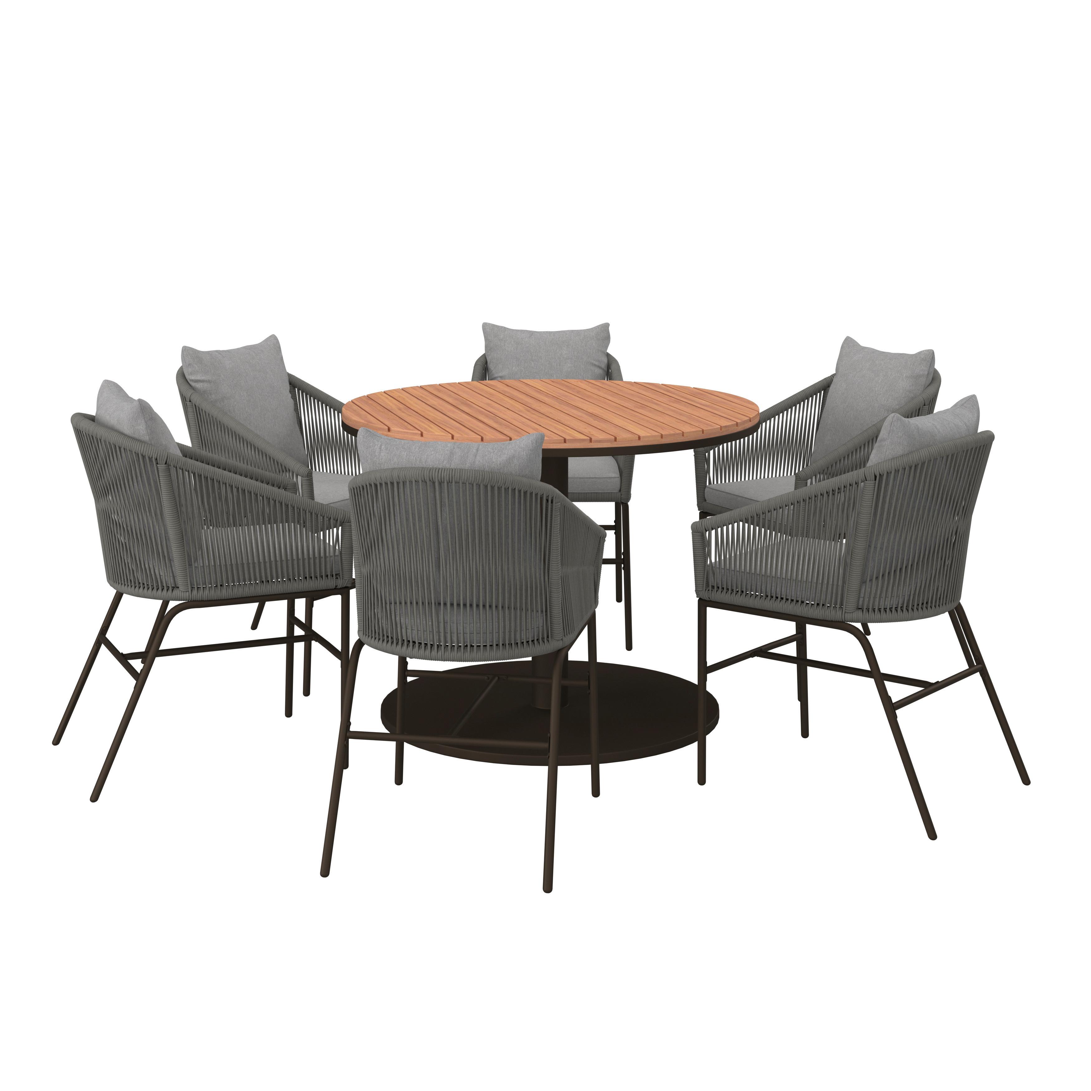 GARTENGARNITUR GIOVANNA - Braun/Grau, Modern, Holz/Textil (100/74cm) - Bessagi Garden