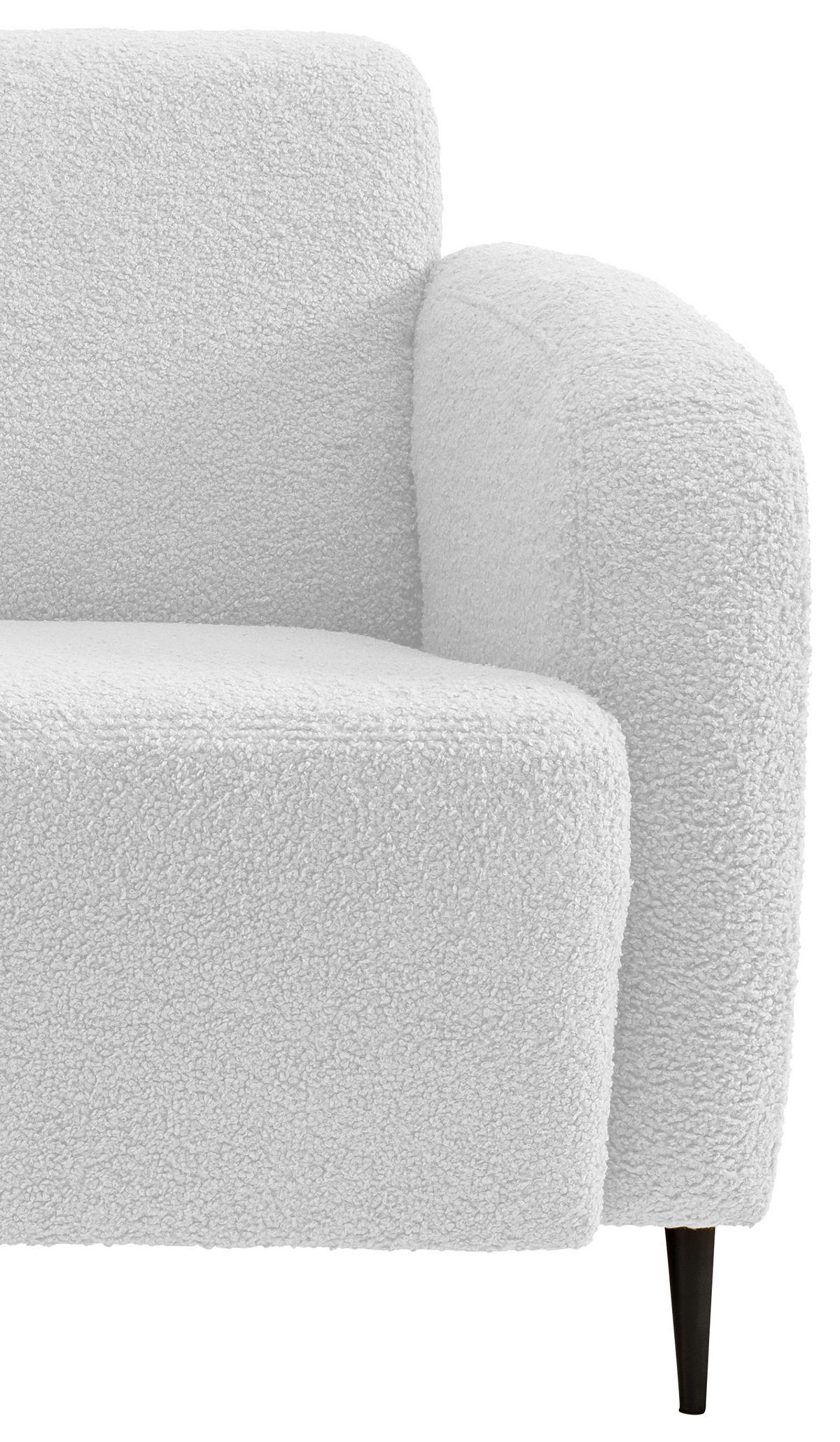 Sitzgarnitur Marone Weiß Teddystoff - Schwarz/Weiß, MODERN, Textil/Metall (180/76/90cm) - Livetastic