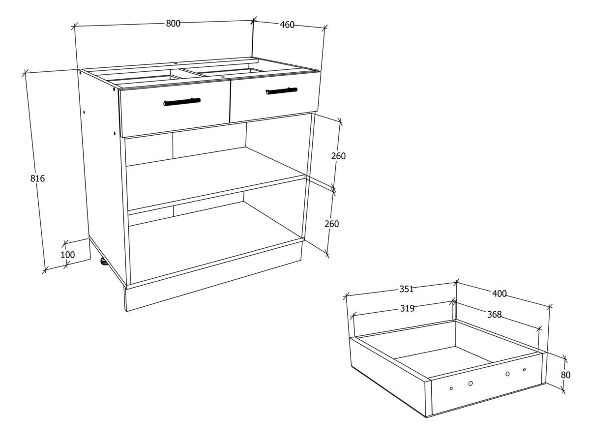 Kuhinjska Spodnja Omarica Esilo, Siva, Bela - bela/barve aluminija, Konvencionalno, kovina/leseni material (80/82/46cm) - MID.YOU