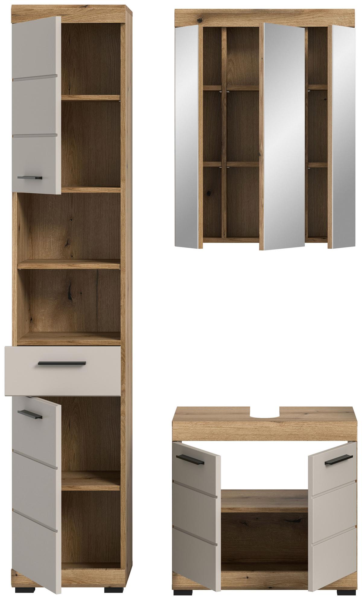 Badezimmer Scout 3-tlg. ca. 97 cm Kaschmir - Kaschmir/Schwarz, MODERN, Glas/Holzwerkstoff (97cm) - MID.YOU