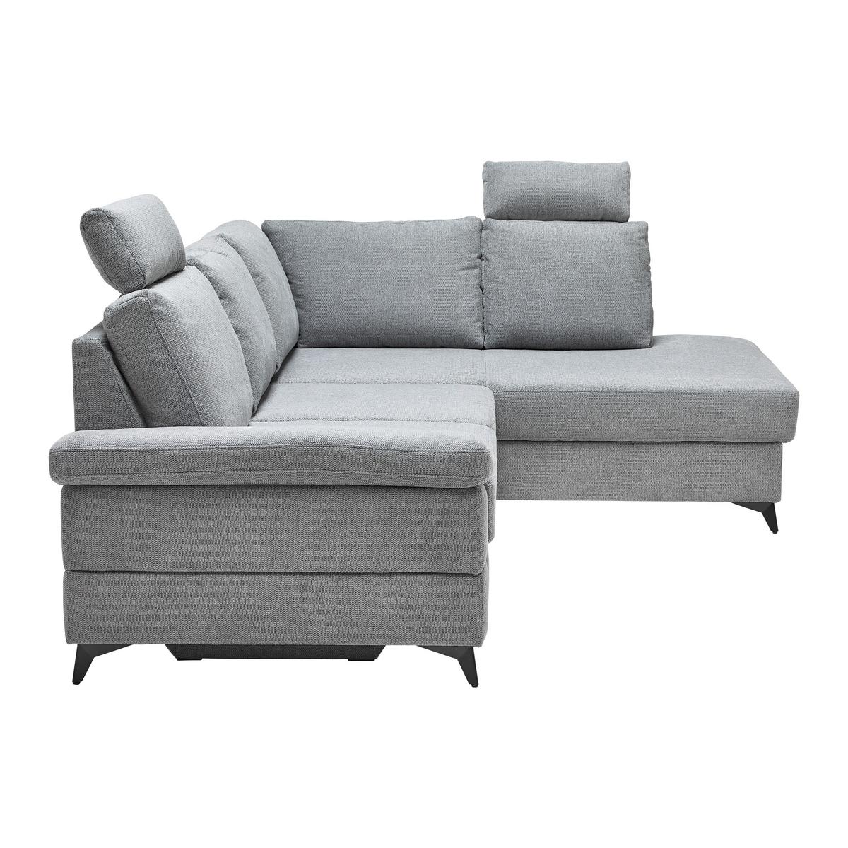 Ecksofa Sara Grau - Schwarz/Grau, MODERN, Textil/Metall (250/87-103/189cm) - Mömax