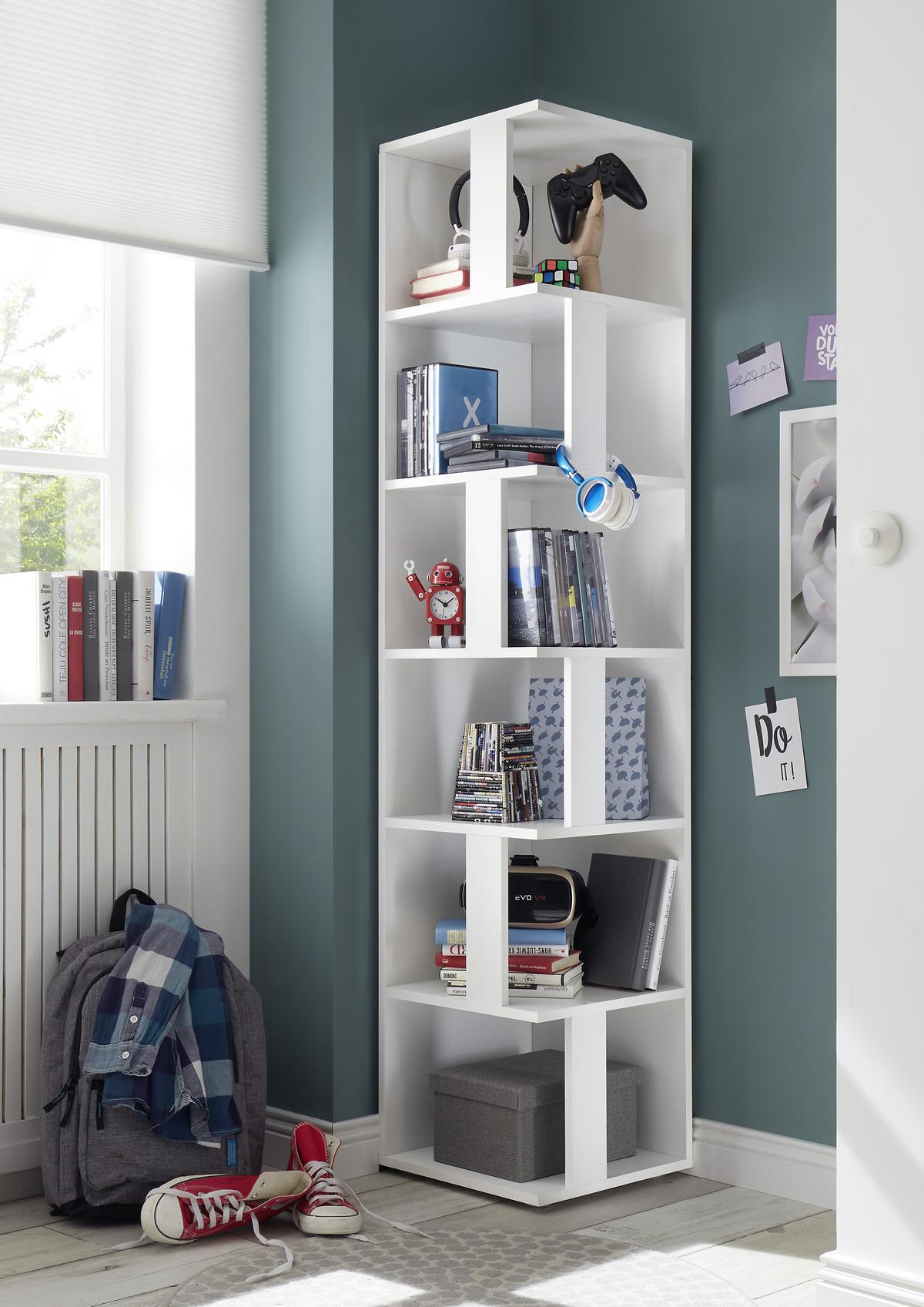 REGAŁ NAROŻNY CORNER SHELF - biały, Basics, materiał drewnopochodny (38/186/38cm) - P & B