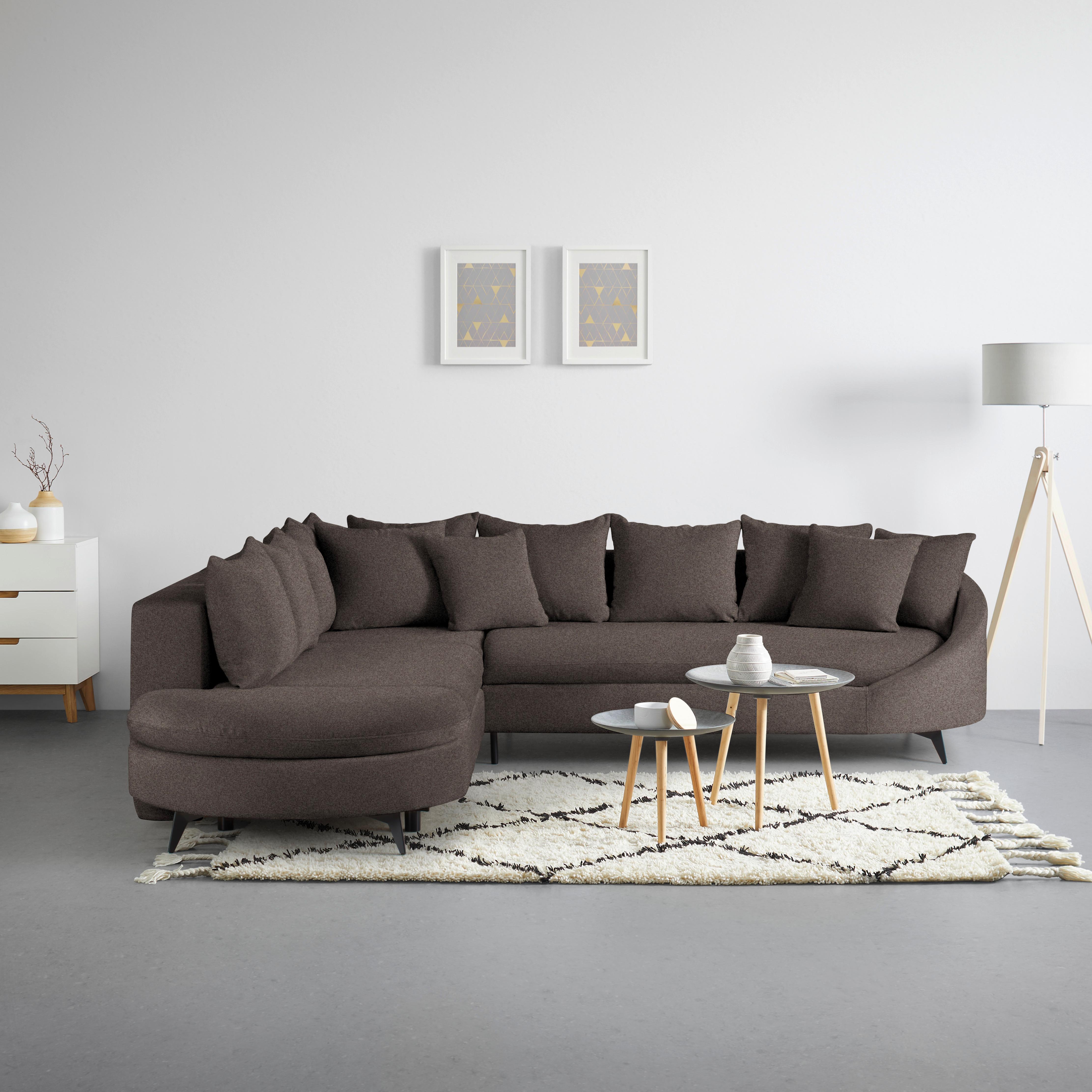 Ecksofa Axel Mokka - Schwarz/Mokka, MODERN, Textil/Metall (250/87/291cm) - Mömax