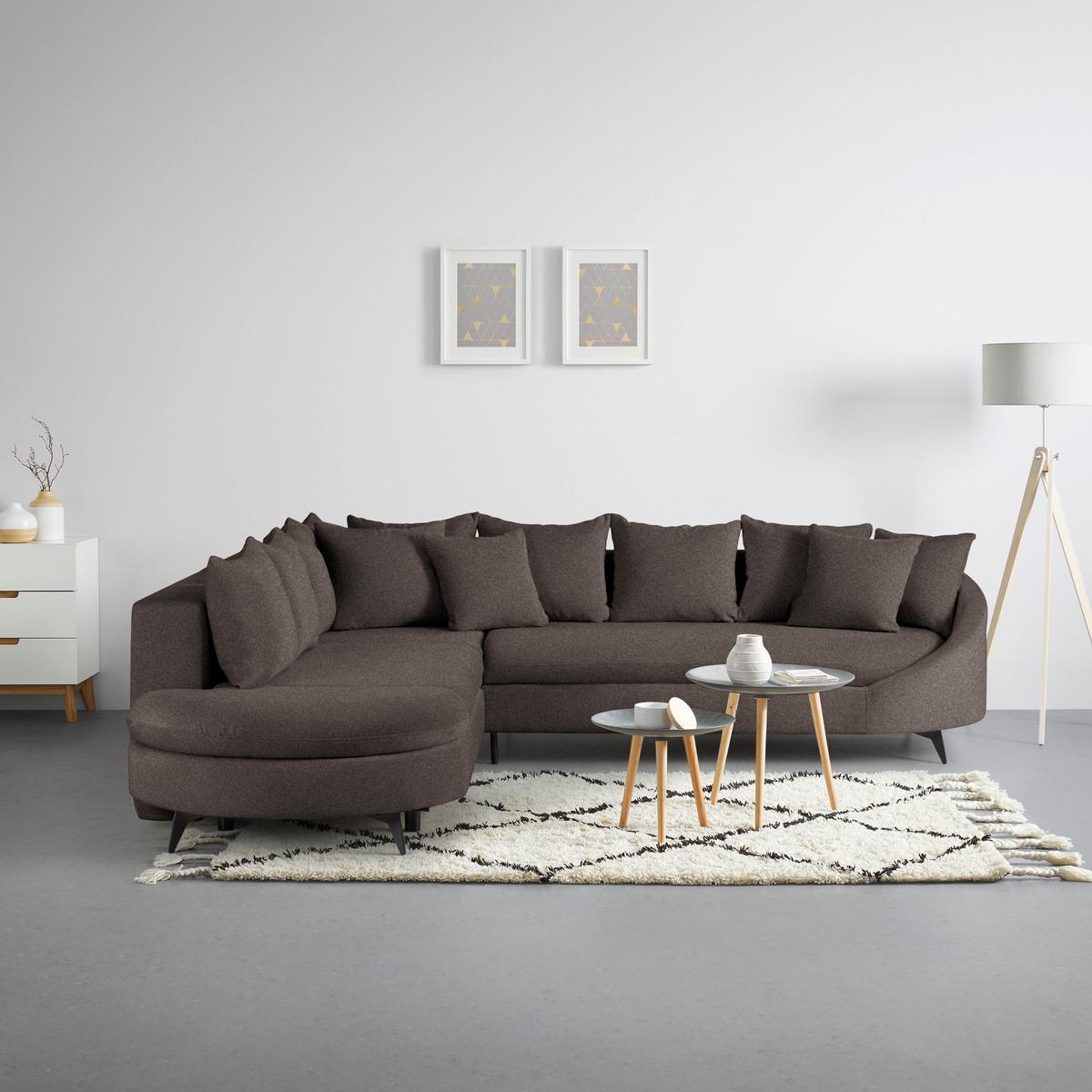 Ecksofa Axel Mokka - Schwarz/Mokka, MODERN, Textil/Metall (250/87/291cm) - Mömax