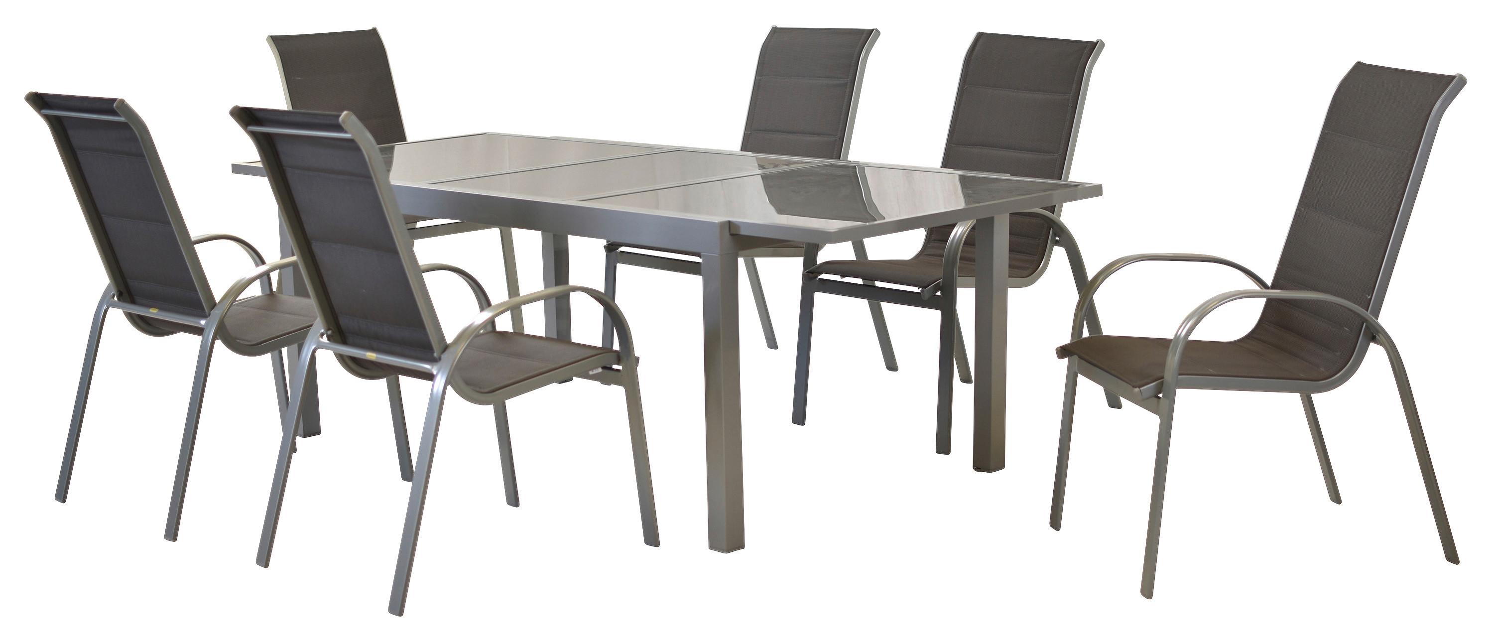 GARTENSET AMALFI DI LUSSO - Anthrazit/Silberfarben, MODERN, Textil/Metall - Gardenson