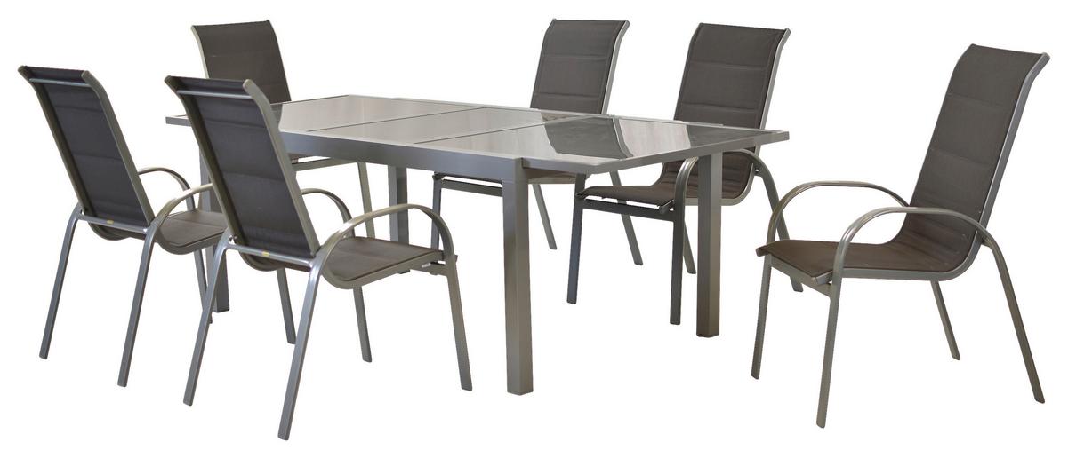 GARTENSET AMALFI DI LUSSO - Anthrazit/Silberfarben, MODERN, Textil/Metall - Gardenson