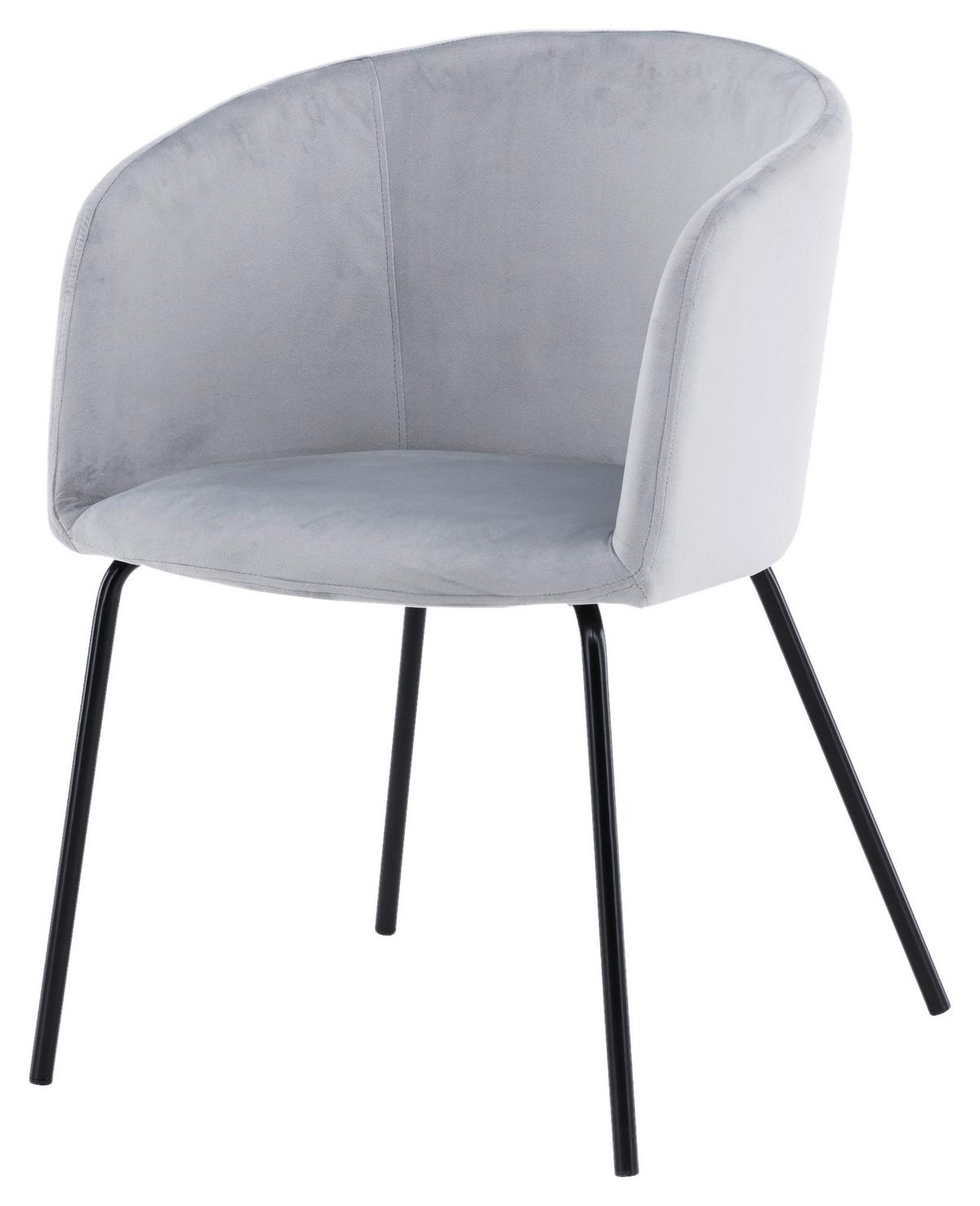 Stuhl Berit ca. 55x78x55 cm Hellgrau - Hellgrau/Schwarz, Design, Textil/Metall (55/78/55cm) - Livetastic