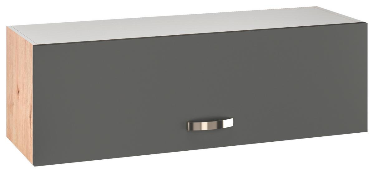Küchenoberschrank Shadow ca. 100x32x32 cm Grau/Eiche - Edelstahlfarben/Dunkelgrau, MODERN, Holzwerkstoff/Metall (100/32/32cm) - FlexWell