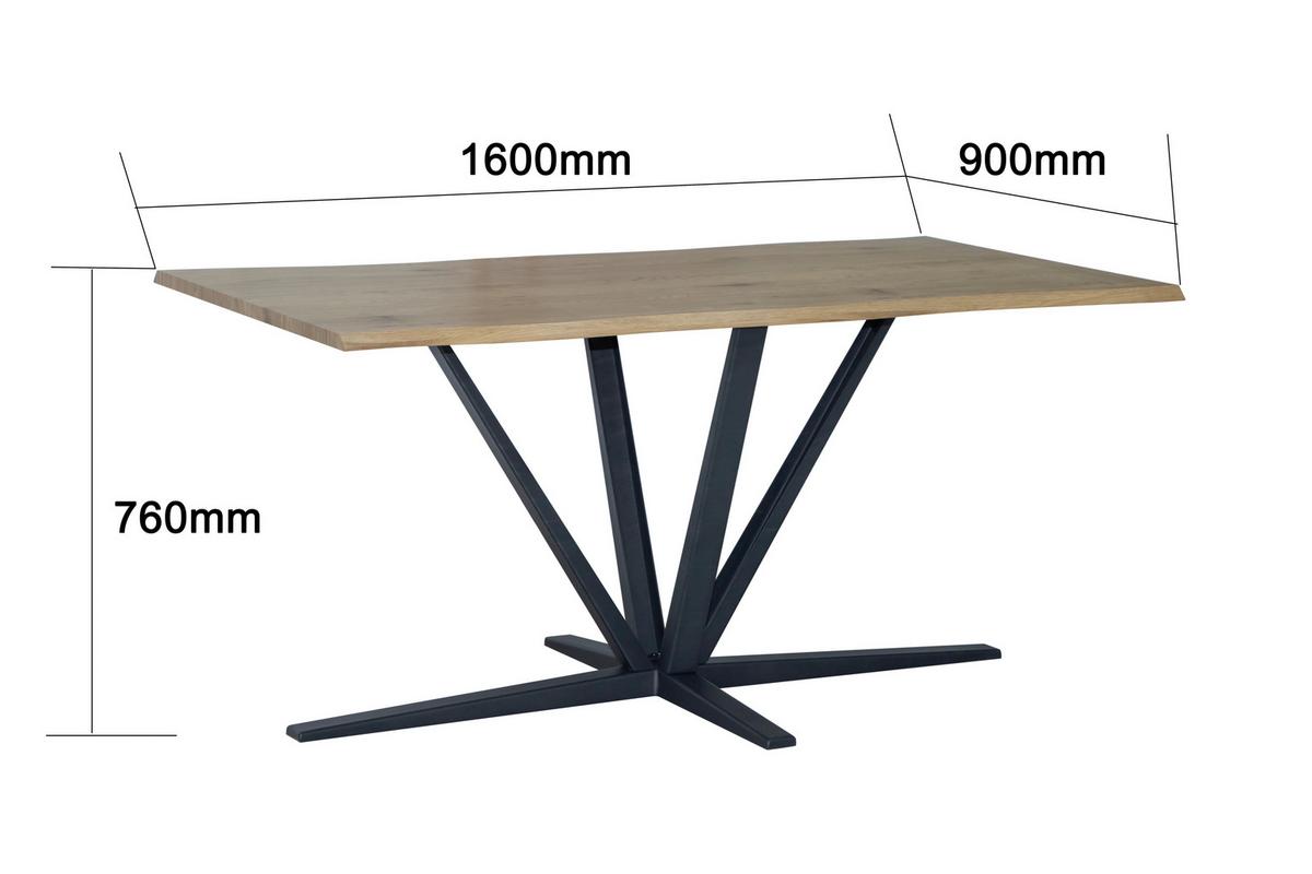 Jedilna Miza Pim, Barve Hrasta, 160x90 - črna/barve hrasta, Moderno, kovina/leseni material (160/76/90cm) - MID.YOU
