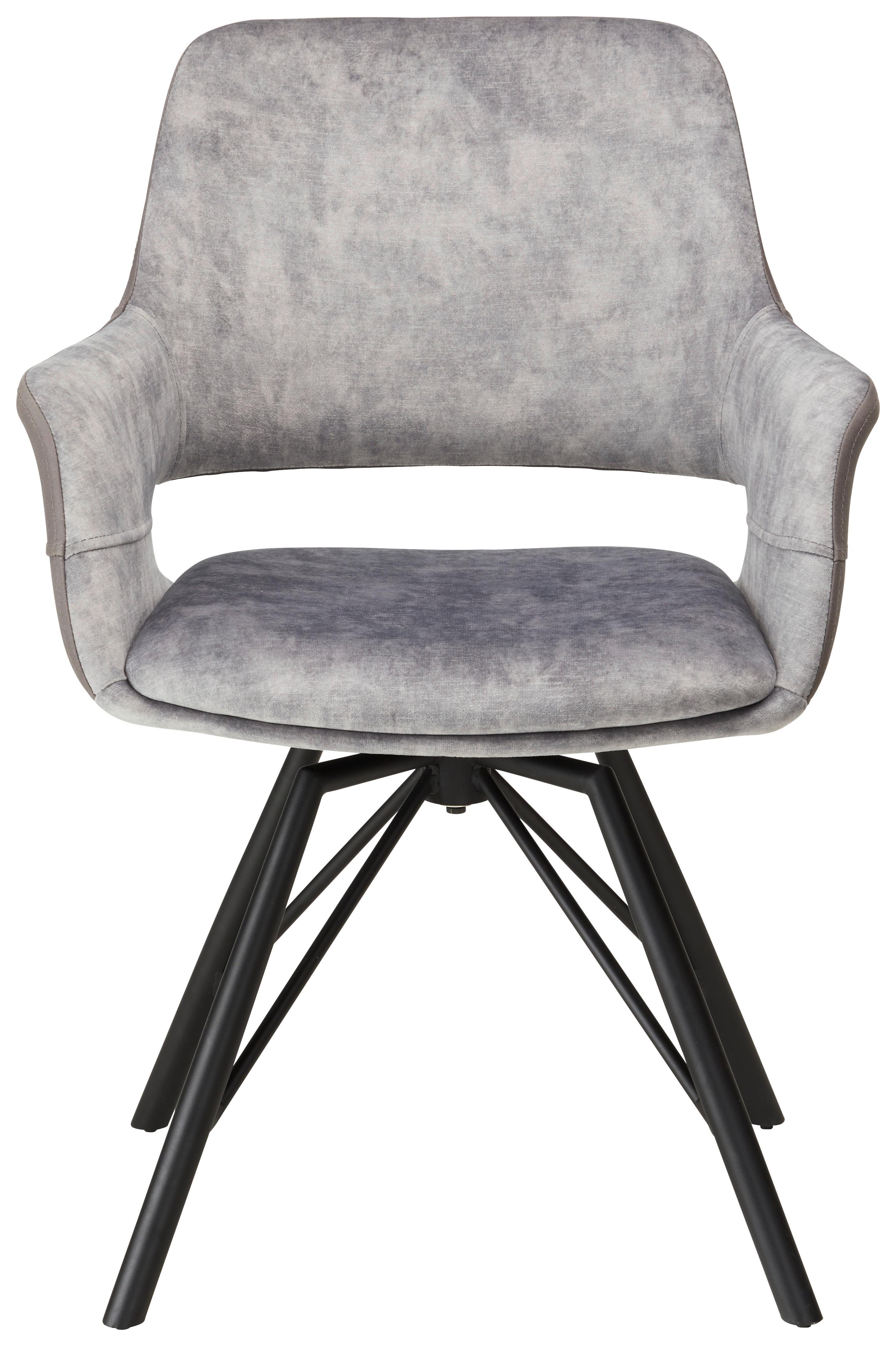 Armlehnstuhl in Grau/Schwarz - Schwarz/Grau, Modern, Textil/Metall (61/86/61cm) - Premium Living