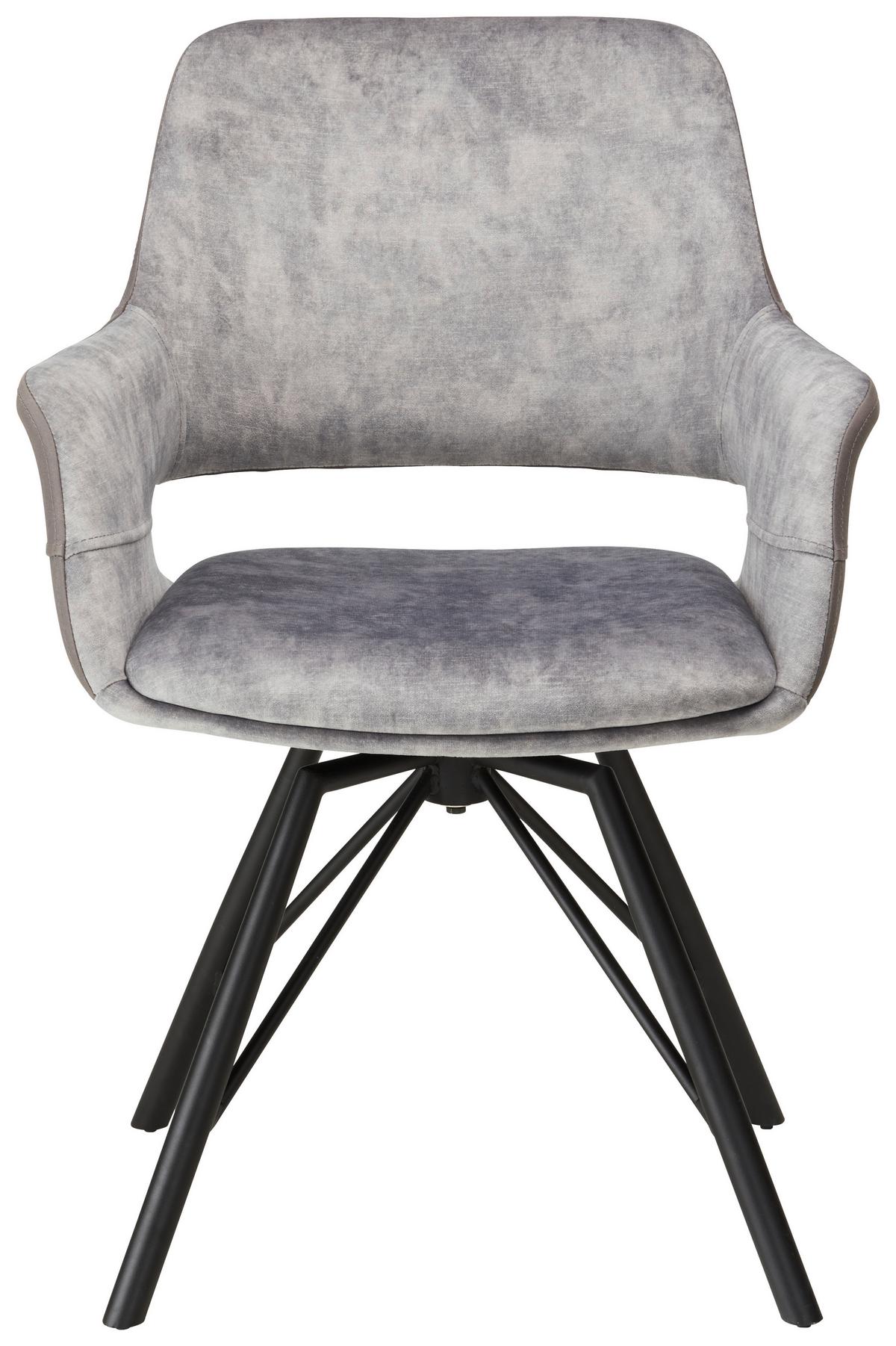 Naslanjač Adriana Vrtljiv, Siva - siva/črna, Moderno, kovina/tekstil (61/85/62,5cm) - Premium Living