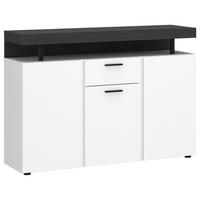 Komoda Fly, Bela, Temno Siva - temno siva/črna, Trend, umetna masa/leseni material (124/90/39,6cm)