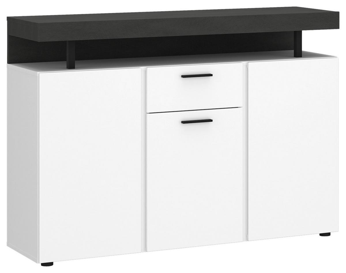 Komoda Fly, Bela, Temno Siva - temno siva/črna, Trend, umetna masa/leseni material (124/90/39,6cm)
