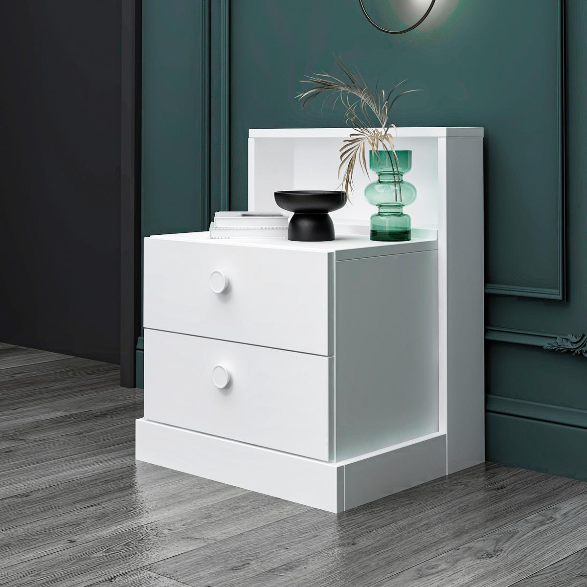 NACHTTISCH LIFE NACHTTISCH - Weiss, Design, Holzwerkstoff (49/62/42cm) - Livetastic