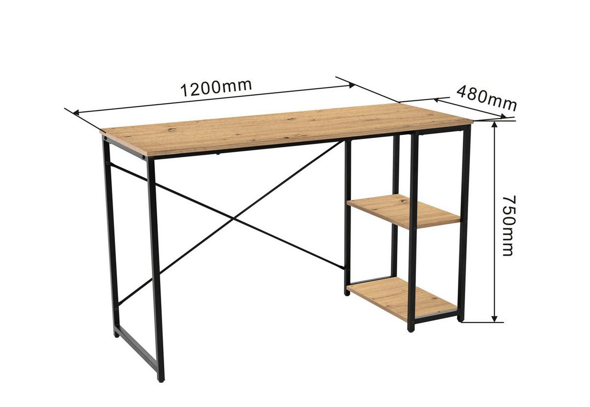 Masă de scris ROBERT - stejar Artisan/negru, Modern, metal/material pe bază de lemn (120/75/46cm) - Modern Living