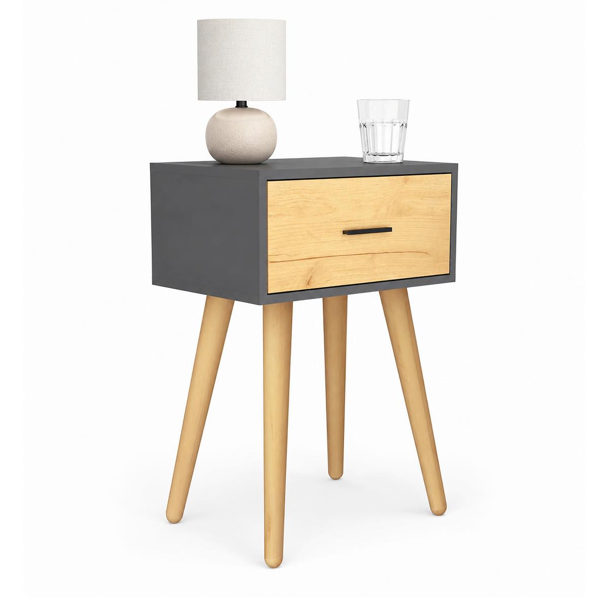 Nachttisch Singol "l" - Honigeiche/Anthrazit, Modern, Holzwerkstoff/Metall (45/56/30cm) - Livetastic