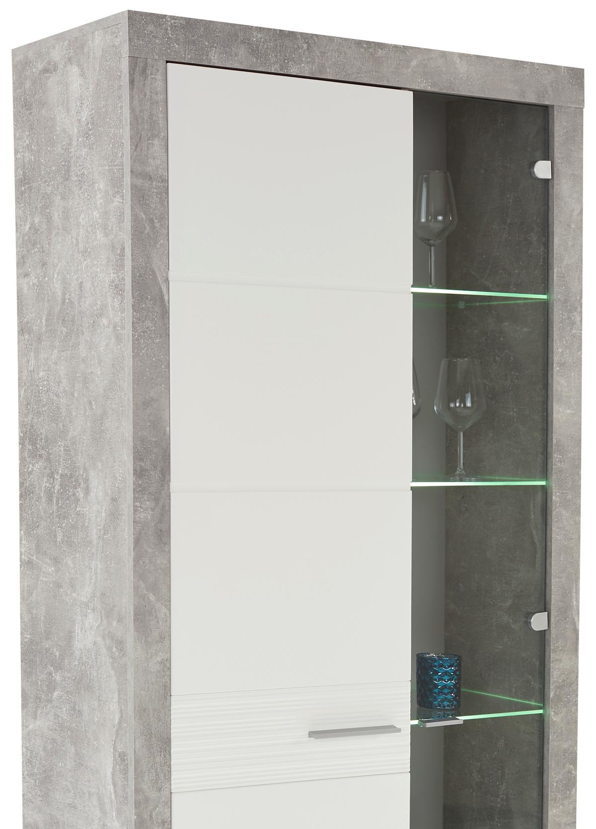 Vitrină Malta - alb/gri, Modern, material pe bază de lemn (96/197/35cm) - Modern Living