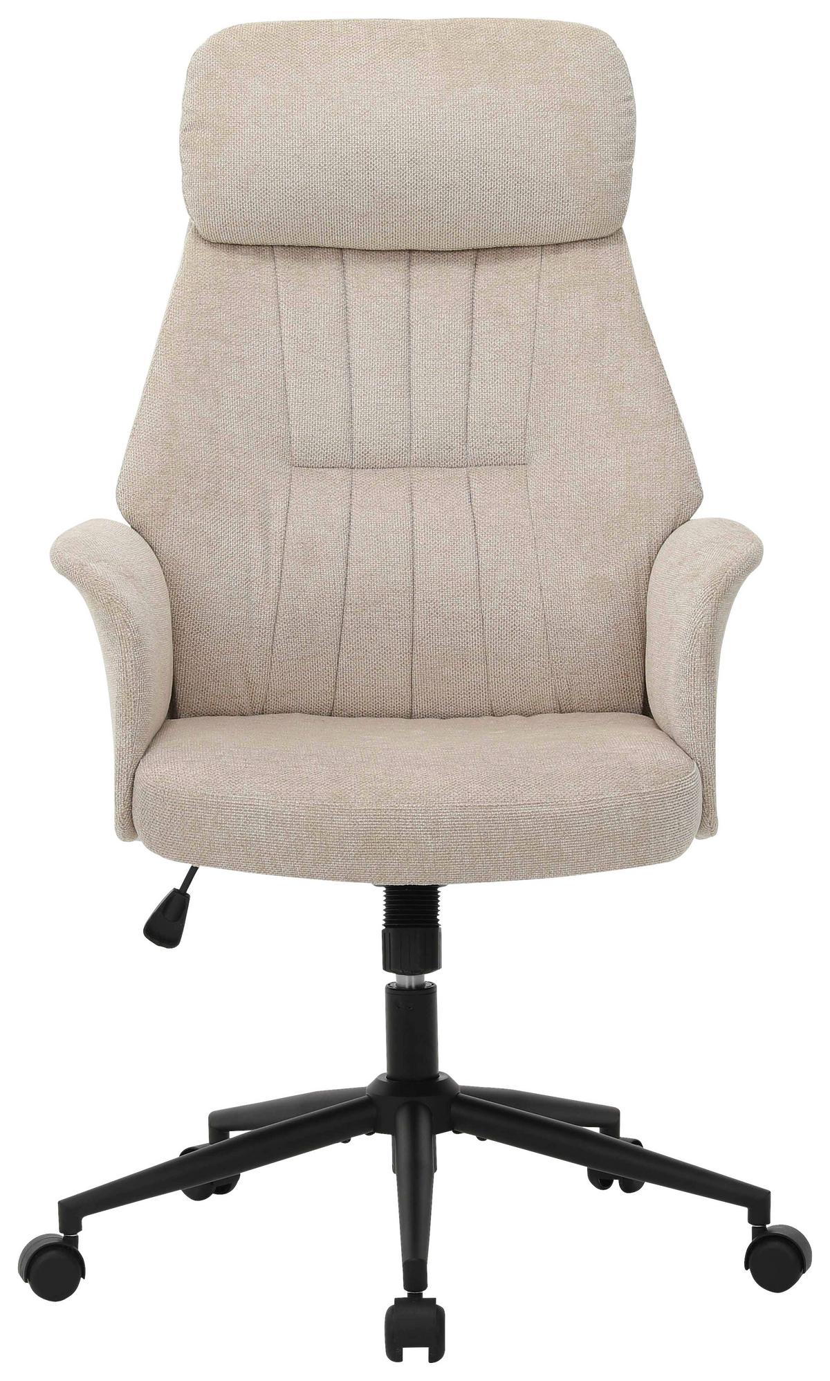 Drehstuhl Klara Grau/Schwarz - Beige/Schwarz, KONVENTIONELL, Holz/Kunststoff (66/114/122/64cm) - Mömax