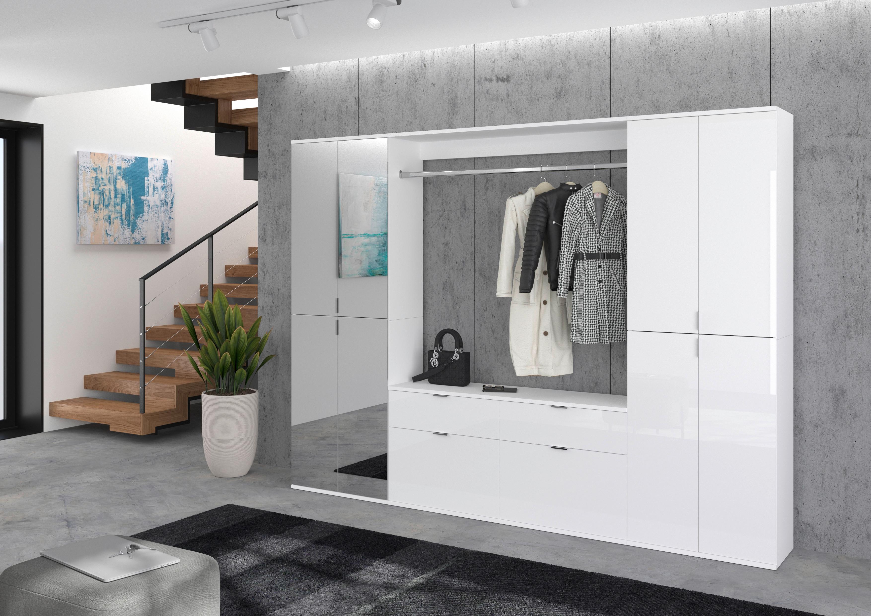 Mehrzweckschrank Projekt X ca. 65x193 cm Weiß - Chromfarben/Weiß Hochglanz, MODERN, Holzwerkstoff/Metall (65/193/37cm) - MID.YOU