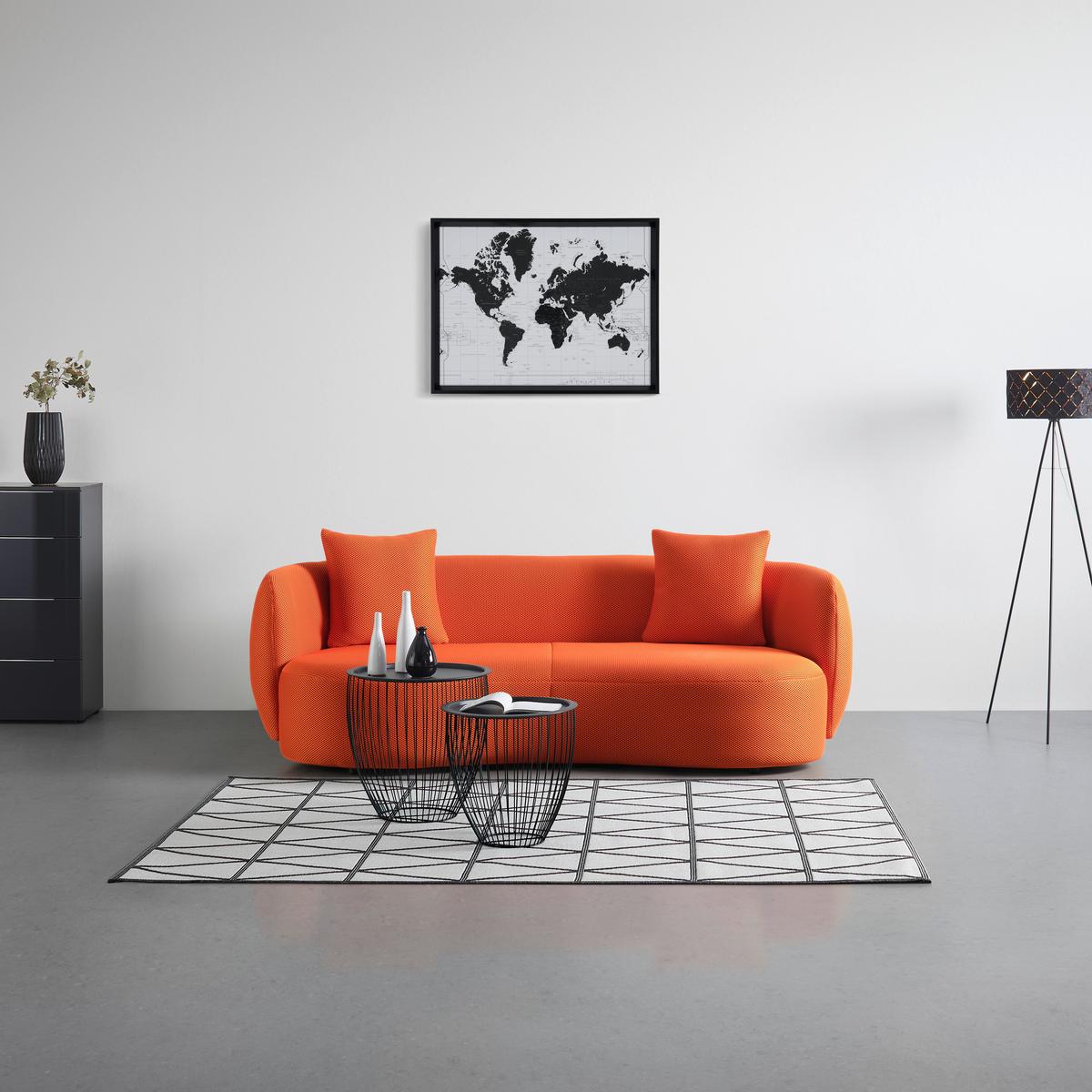 Bigsofa Leonas Mesh Orange, inkl. 2 Kissen - Schwarz/Orange, MODERN, Kunststoff/Textil (235/72/110cm) - Mömax