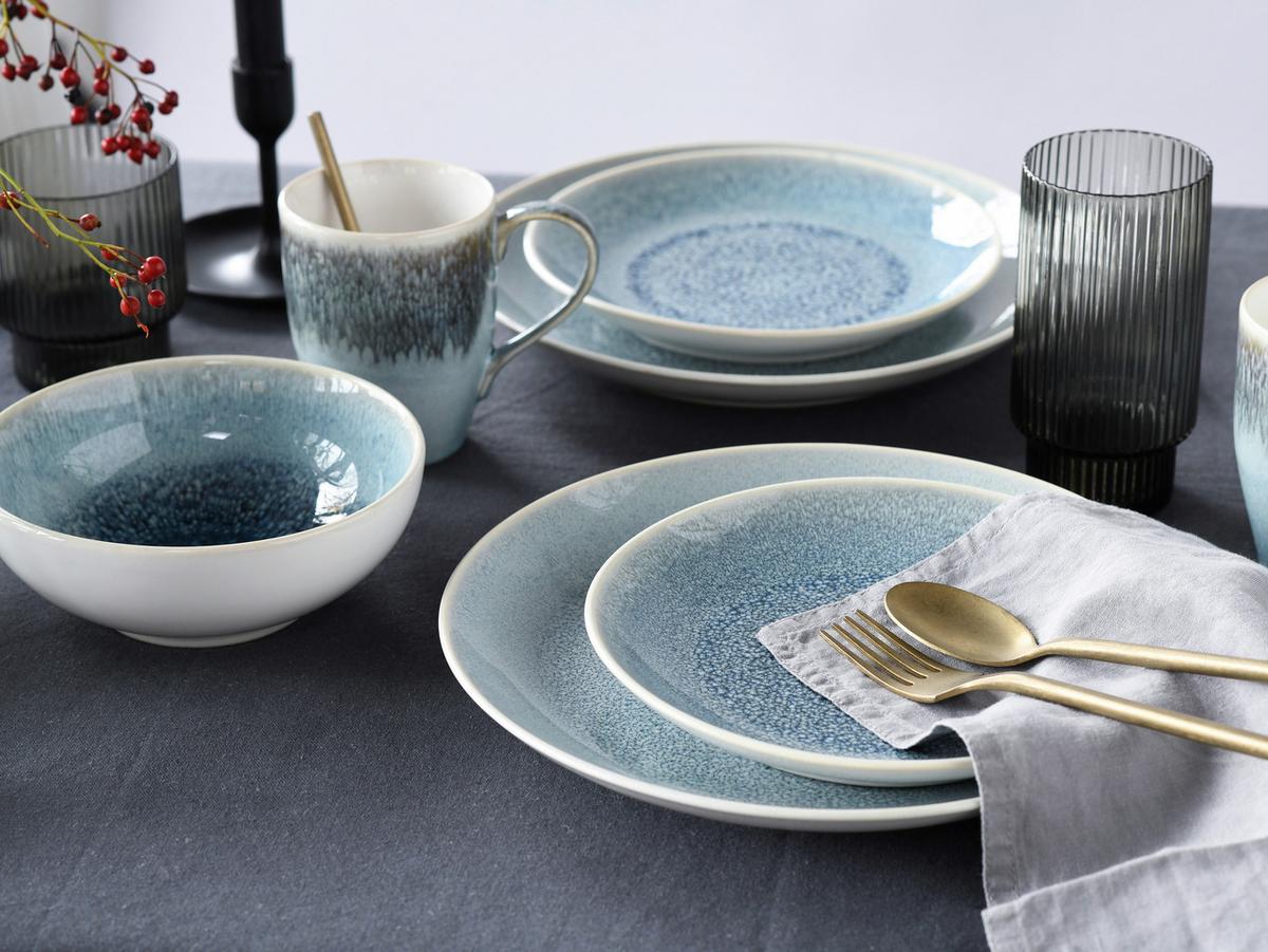 Kombinirani Servis Caldera Eisblau, 8-Delni - svetlo modra/bela, Basics, keramika - Creatable