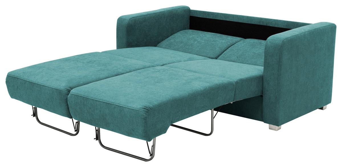 Schlafsofa Mia Petrol Mikrofaser - Chromfarben/Petrol, Design, Kunststoff/Textil (159/88/87cm) - Livetastic