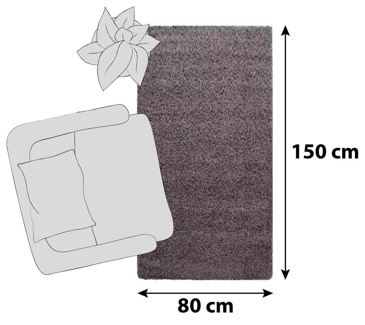 Hochflorteppich Dream Tuape ca. 80x150cm - Taupe, KONVENTIONELL, Textil (80/150cm) - Novel