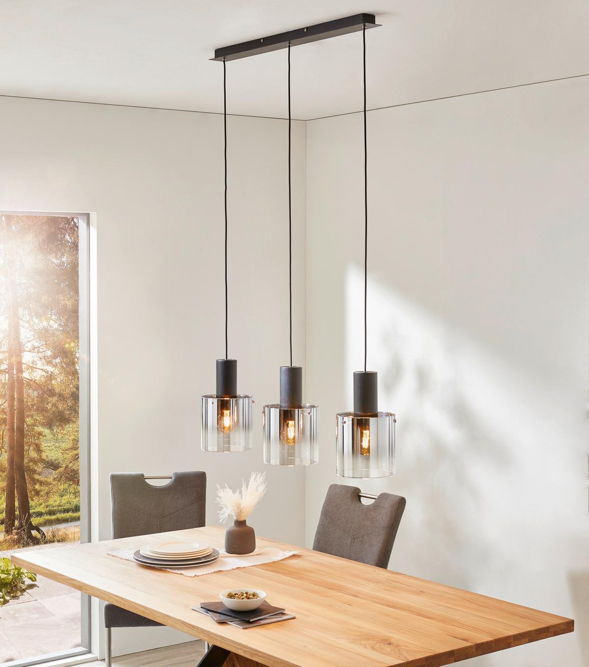 LAMPA WISZĄCA ALESUND - czarny, Design, metal/szkło (90/20/120cm) - Dieter Knoll