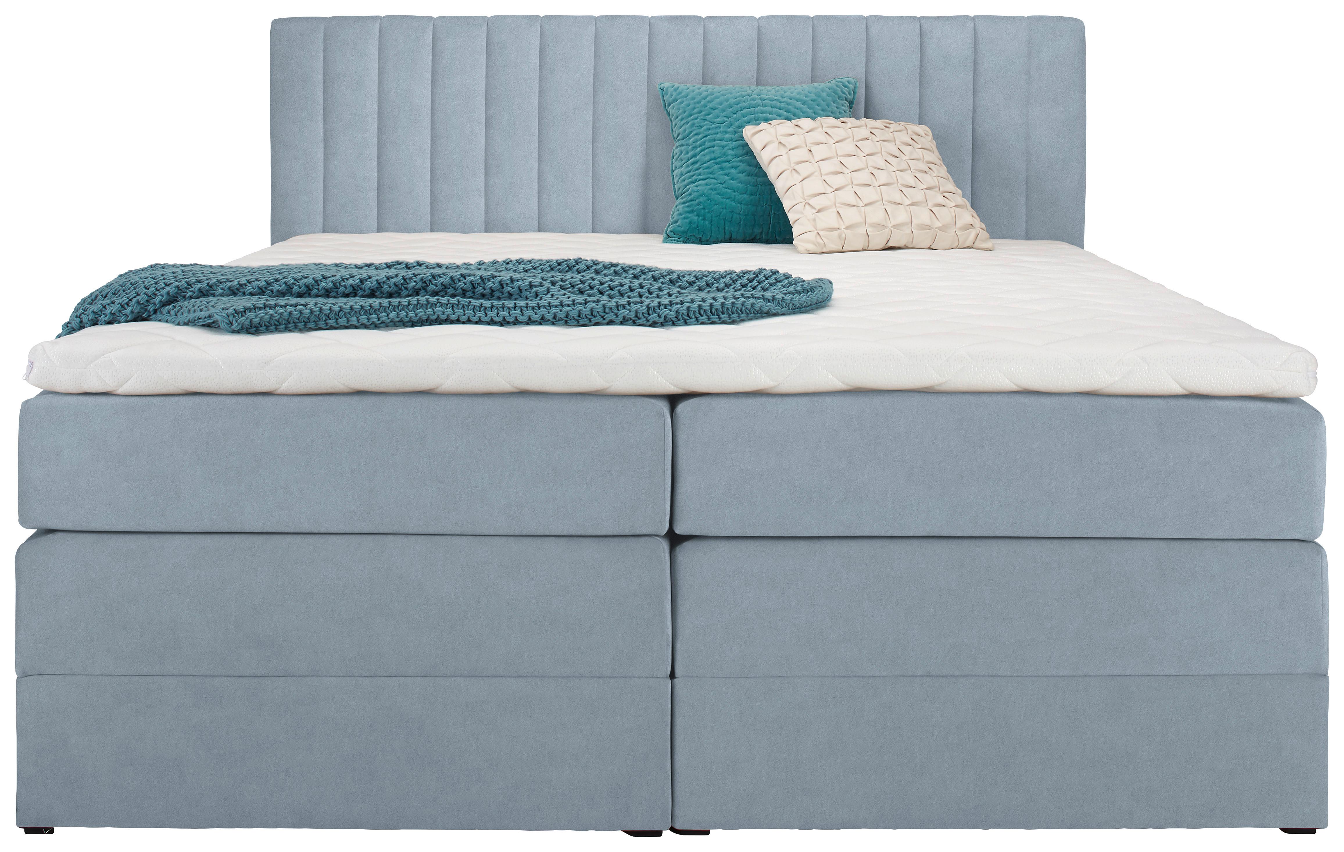 Postelja Boxspring Simon, Zelena, 180x200 - meta zelena/črna, Konvencionalno, kovina/umetna masa (180/200cm) - Premium Living