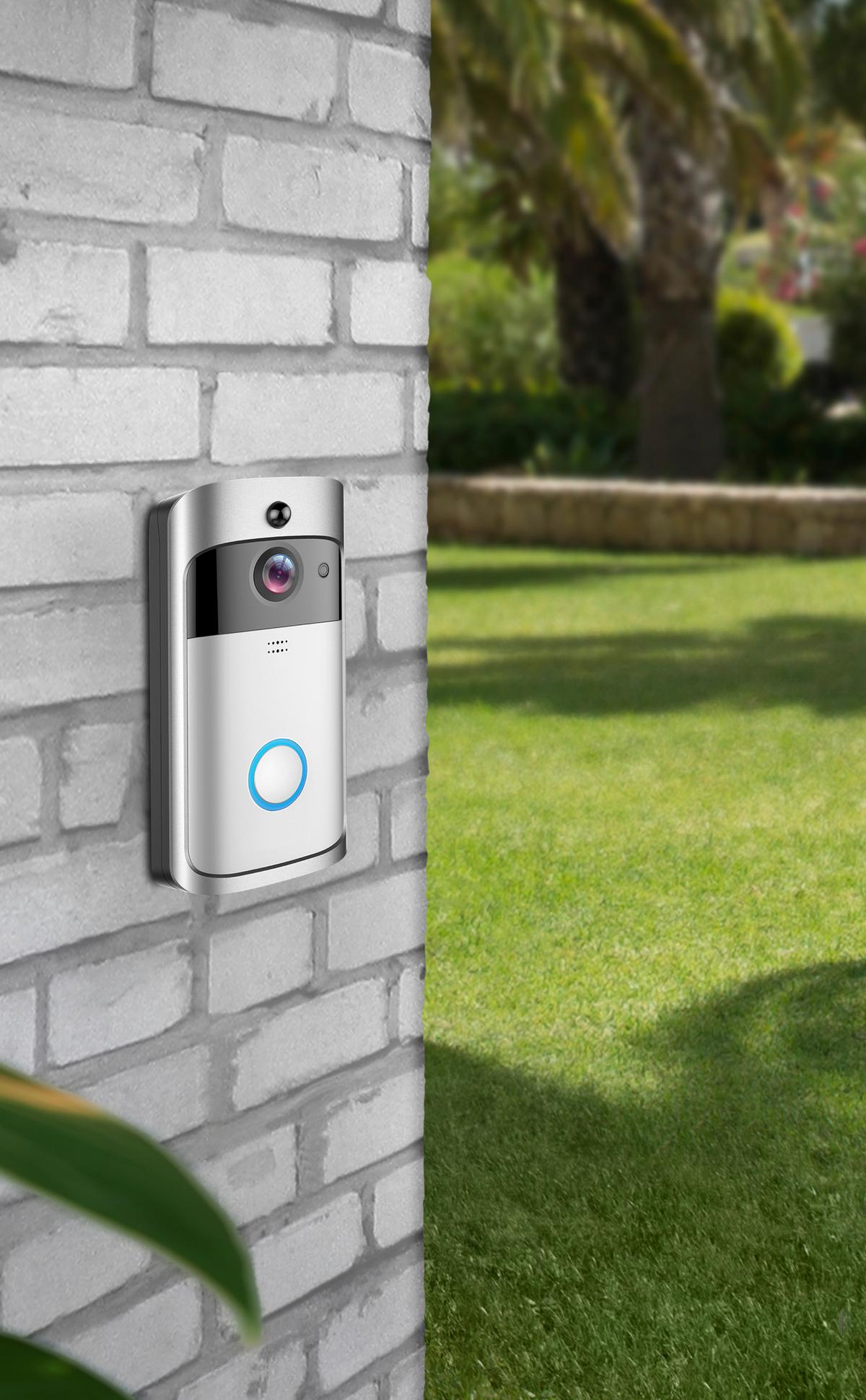 DZWONEK DO DRZWI RING *SH* - kolor srebrny/czarny, Basics, tworzywo sztuczne (7/3/14cm) - Ambia Garden