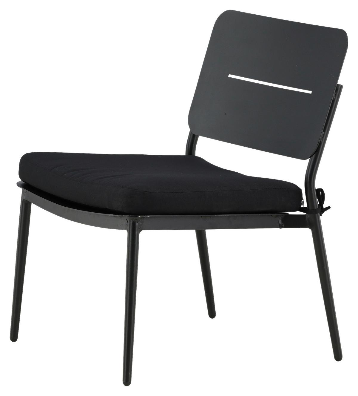 Loungesessel-2er Set Lina ca. 55x73x59 cm Schwarz - Schwarz, KONVENTIONELL, Textil/Metall (55/73/59cm) - Gardenson