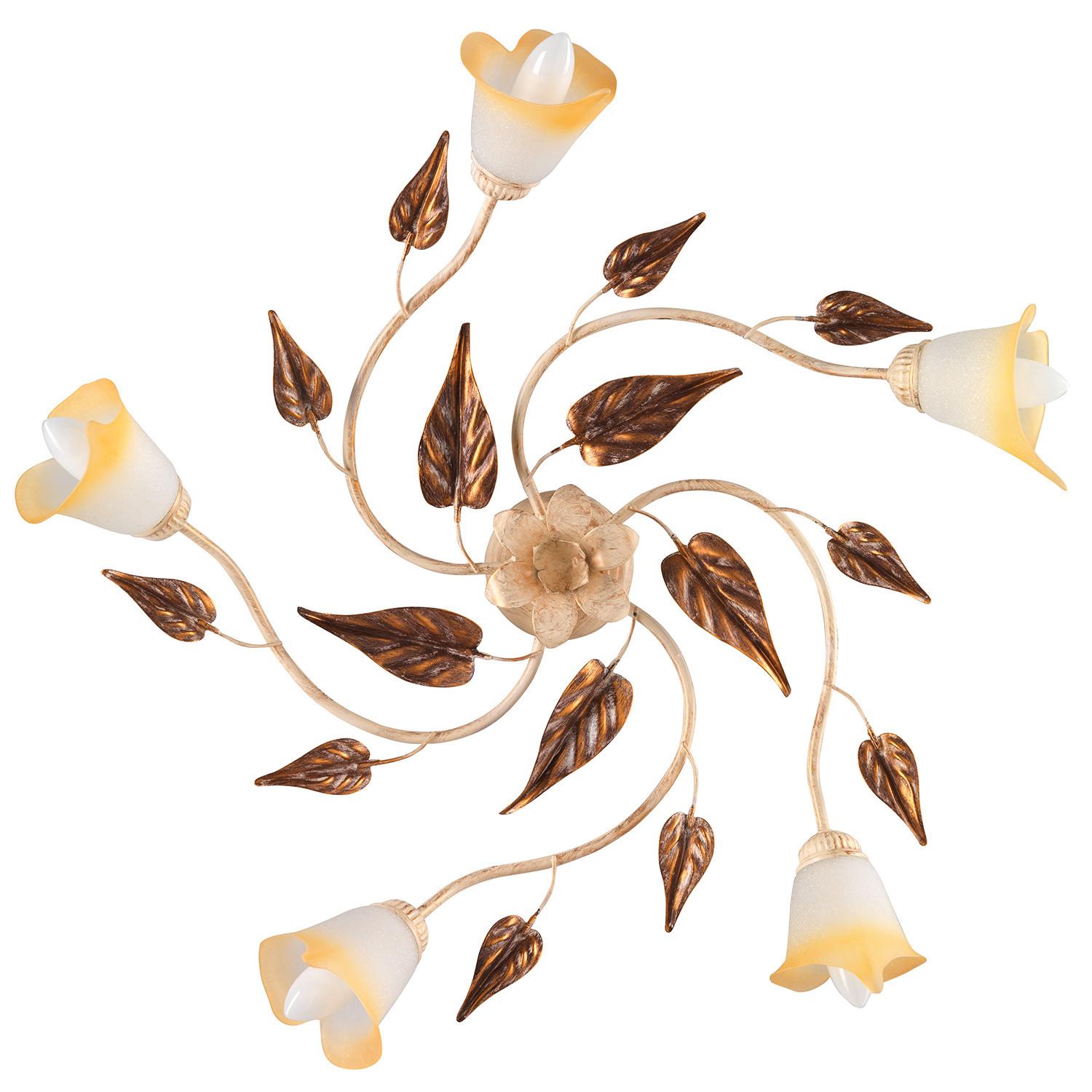 Deckenleuchte Vanda Weiß/Beige max. 6 Watt - Beige/Weiß, ROMANTIK / LANDHAUS, Glas/Metall (70/70/20cm)