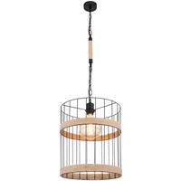 Viseča Svetilka 15673h1 Halia - črna/rjava, Natur, kovina/naravni materiali (35/145cm) - Globo