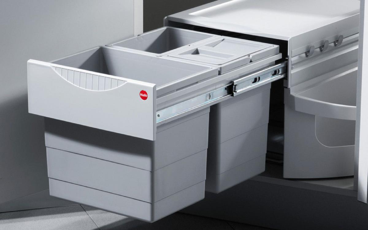 Einbauabfallsammler RONDO 3646-13 - Silberfarben/Weiß, Kunststoff - HKT