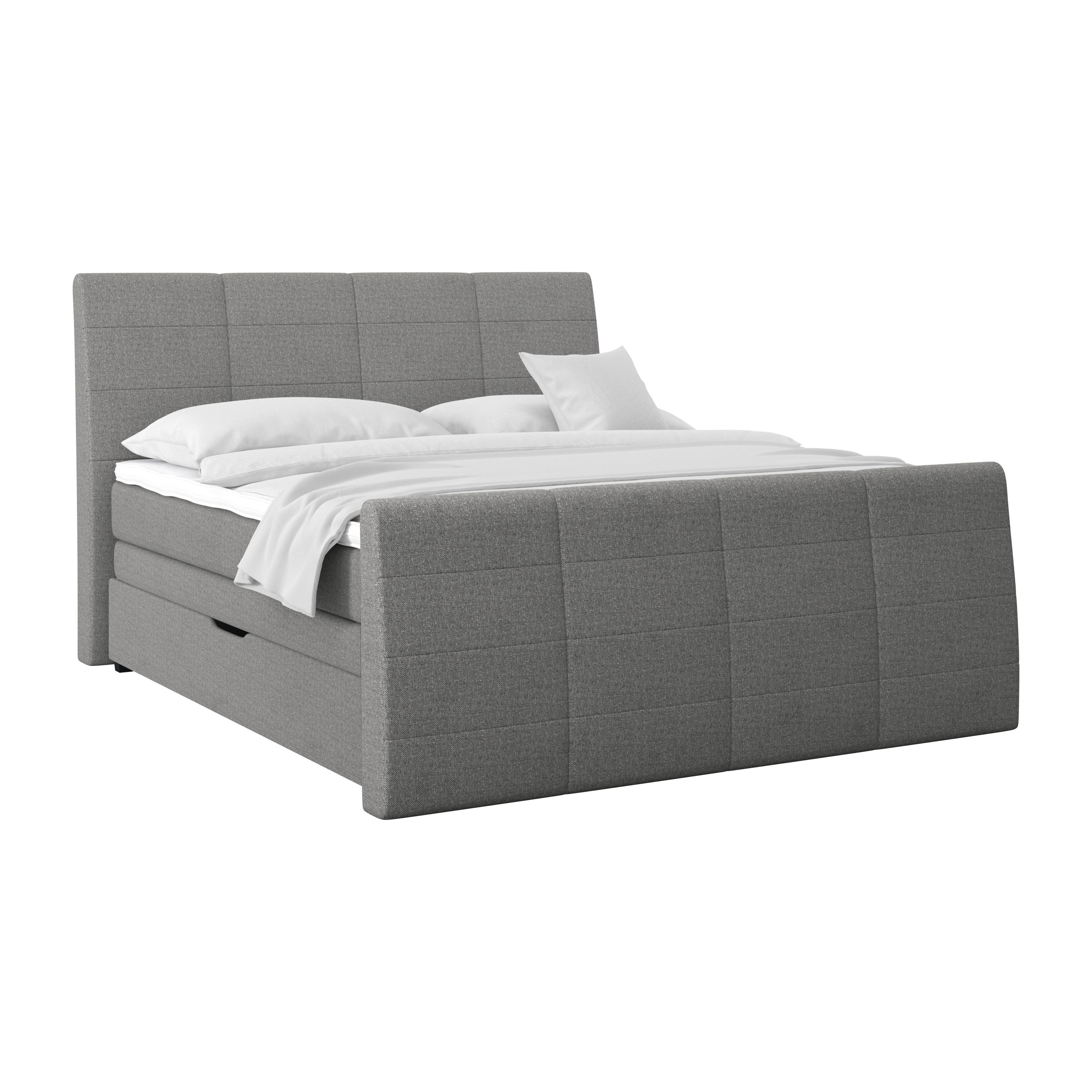 Boxspring Krevet Libra - sivo-smeđa/crna, Konvencionalno, tekstil/plastika (160/200cm)