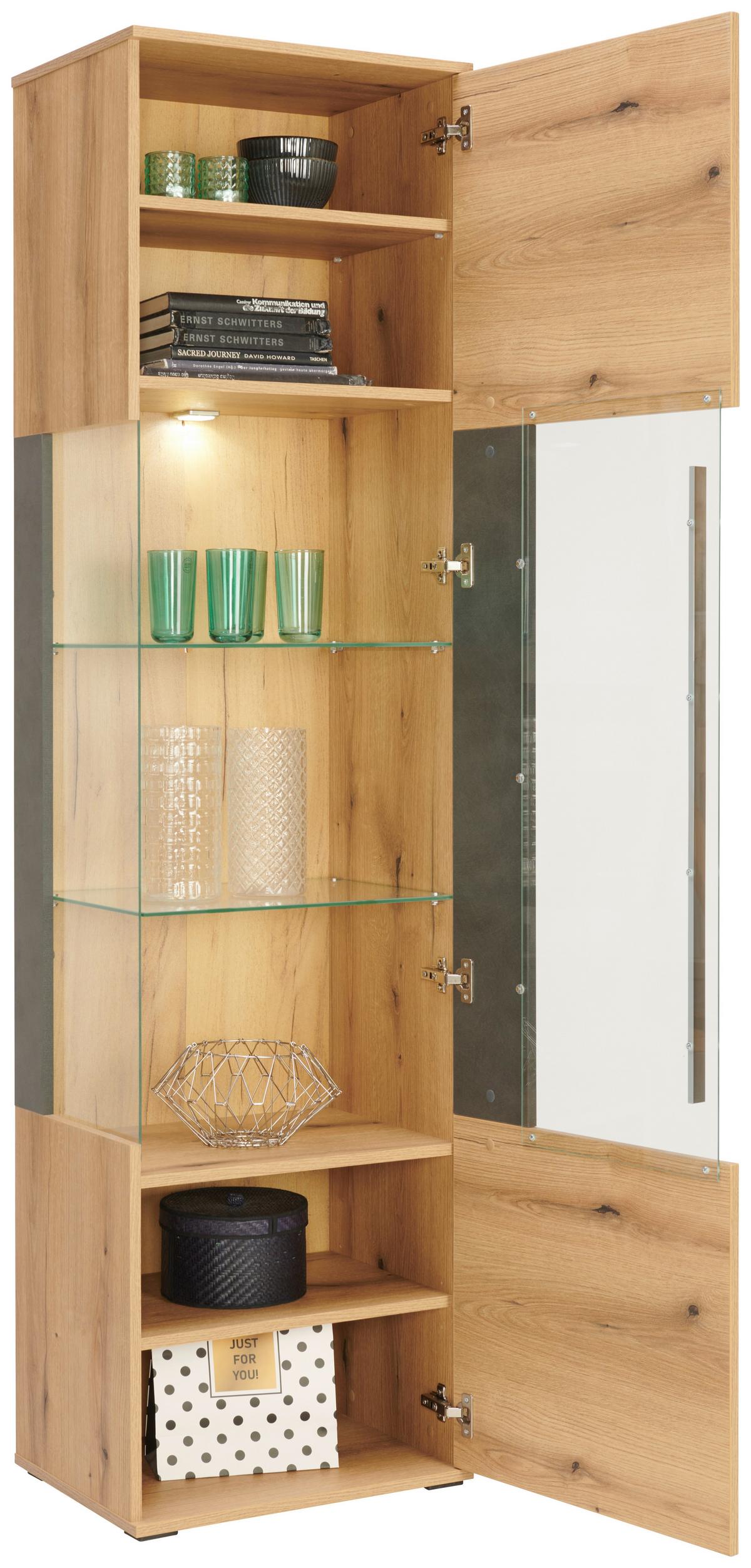 Vitrină LIMIT - Modern, sticlă/material pe bază de lemn (52/201/40cm) - Modern Living