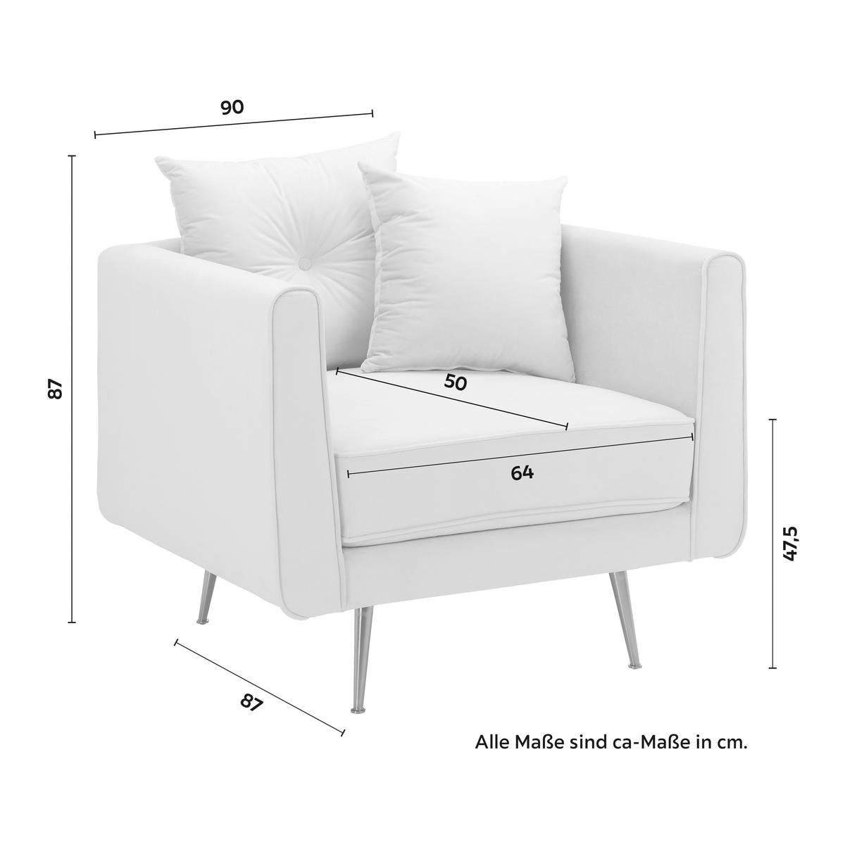 Sessel Luis Beige Samt - Beige/Roségold, MODERN, Holz/Textil (90/87/87cm) - Bessagi Home