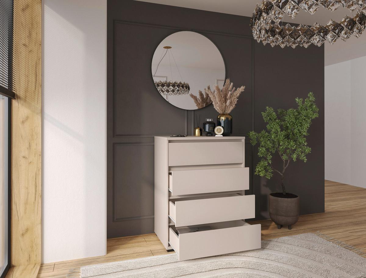 KOMODA LINE - antracytowy/kaszmir, Design, materiał drewnopochodny/tworzywo sztuczne (80/103/48cm) - Carryhome