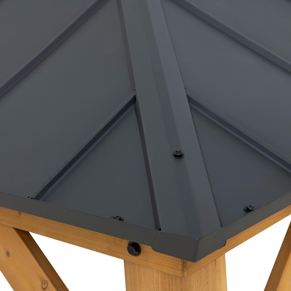 Pavillon Gazebo Anthrazit Echtholz - Anthrazit, Basics, Metall (390/320/450cm) - Modante